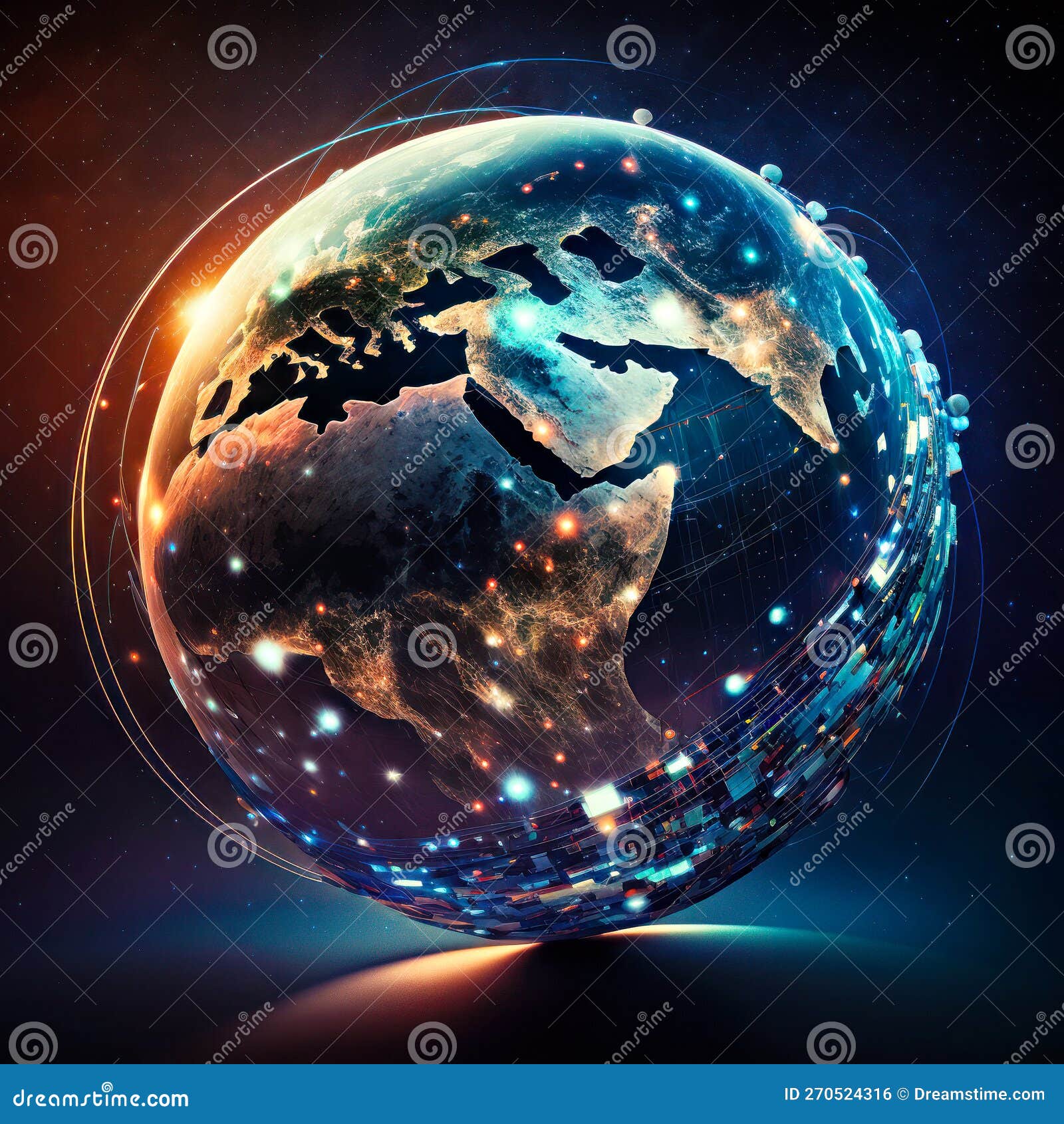Glass Globe with the Earth in the Middle of it Generative AI Stock
