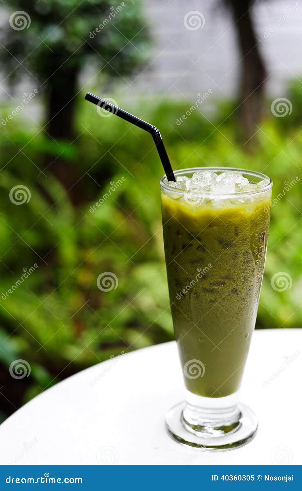Glass of Green Tea with Ice Stock Image Image of healthy, ground