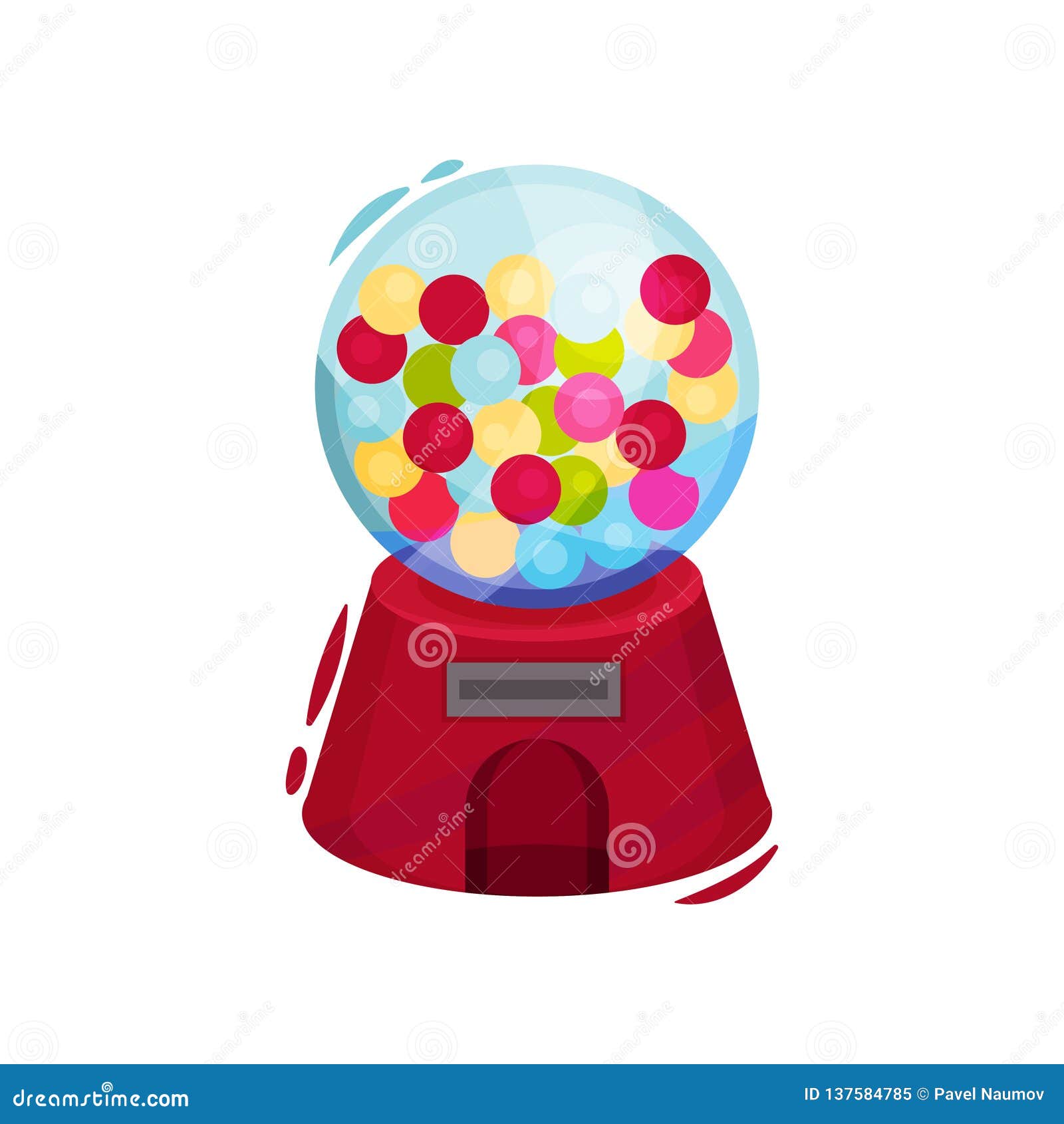 Glass Gumball Machine with Slot for Penny. Vintage Machine with Bubble Gums  or Candies. Cartoon Vector Design Stock Vector - Illustration of item,  flyer: 137584785