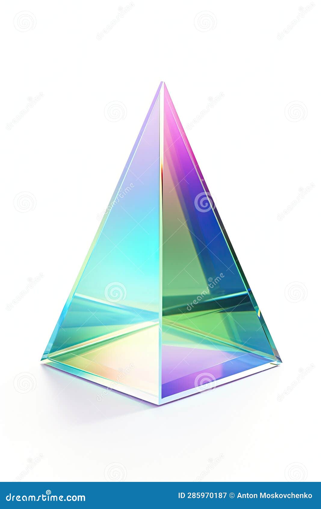 Glass Holographic Prism on a White Background. Stock Illustration