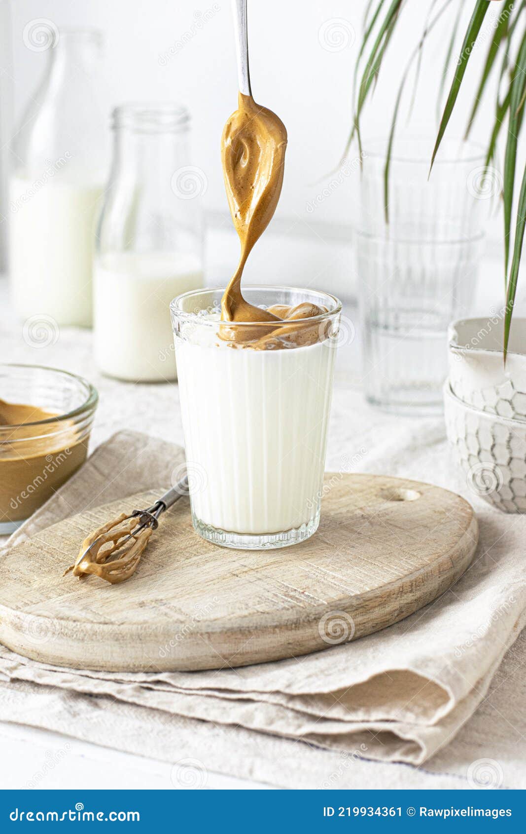 Dalgona Coffee Or Whipped Instant Coffee. Korean Coffee Drink Instant Coffee Or Espresso Powder