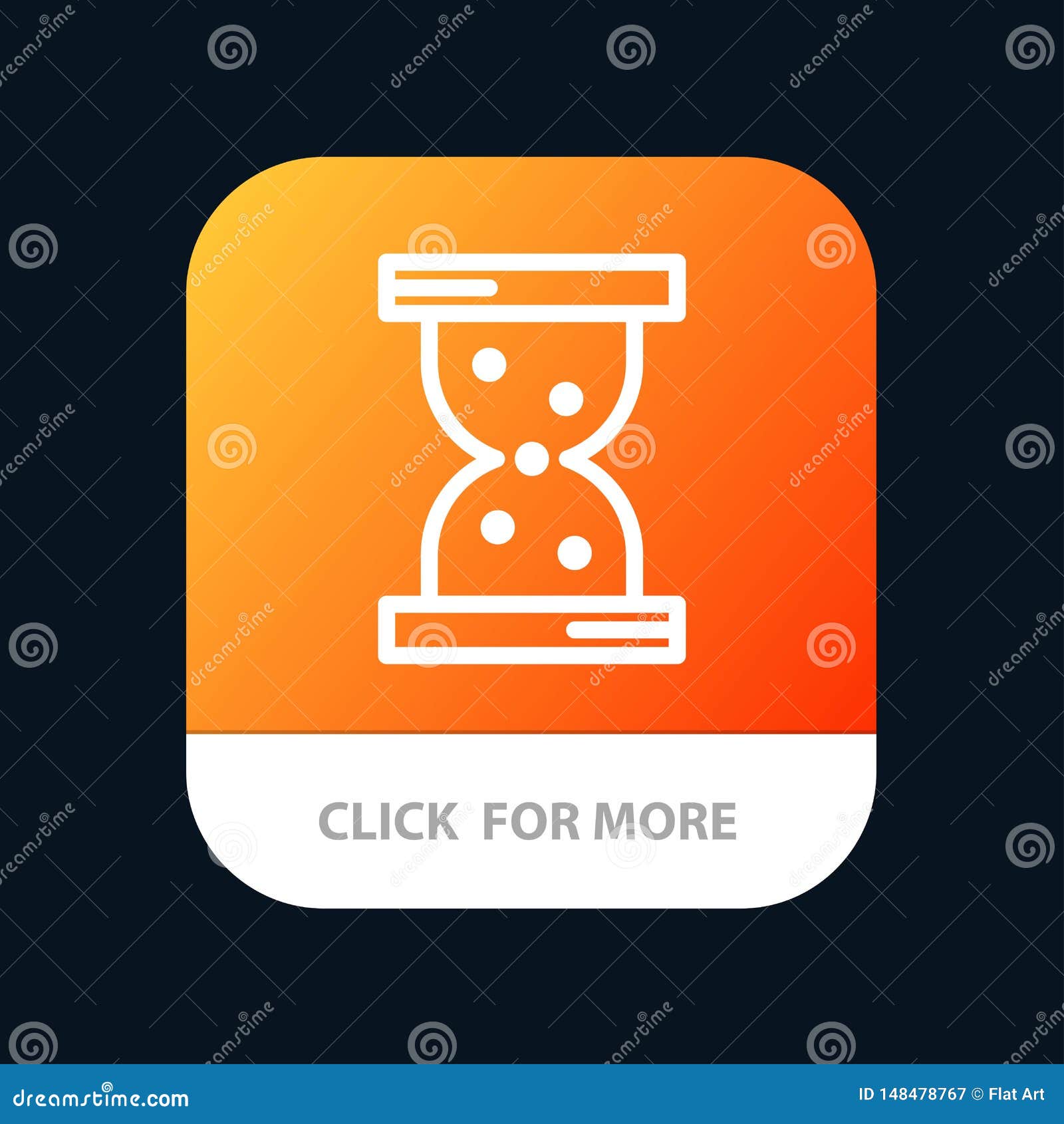 Glass, Hour, Watch Mobile App Button. Android and IOS Line Version
