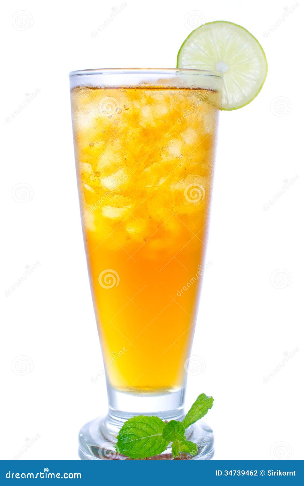 Glass of Ice Tea with Lemon on White Background Stock Photo Image of icetea, mint 34739462