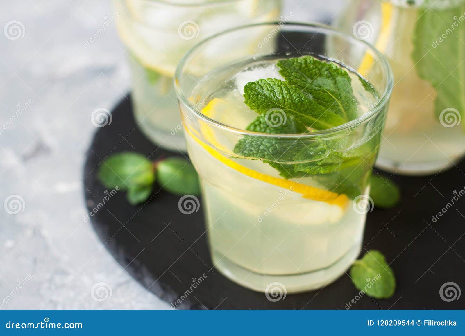 Glass of Iced Tea with Lemon, Ginger, Mint Stock Photo Image of juice