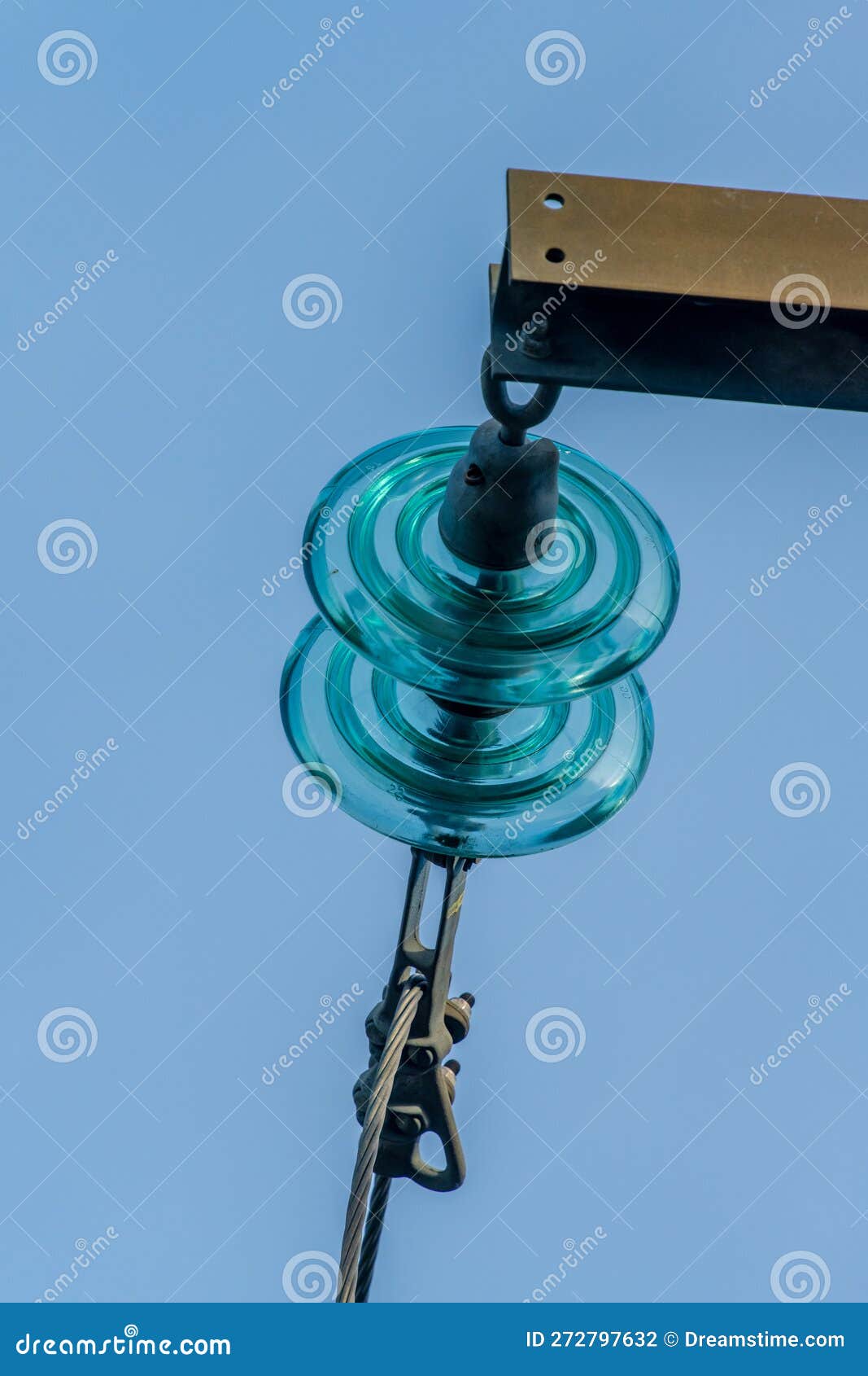 Glass Isolator of an Electricity Pole.. Stock Photo - Image of