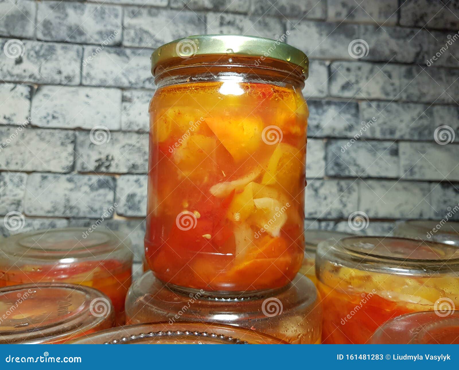 Glass Jar with Canned Bell Pepper and Iron Lid Stock Image Image of