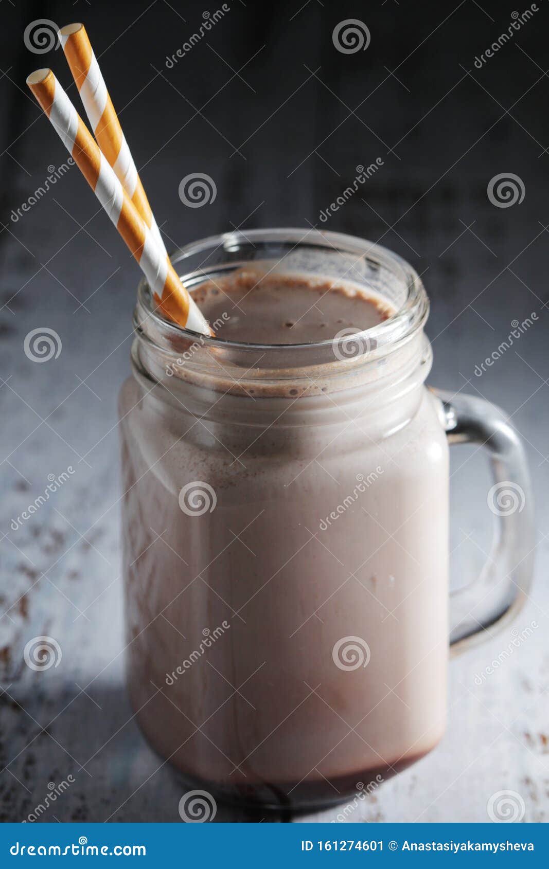 A Glass Jar with Chocolate Milk Drink Stock Image Image of milkshake