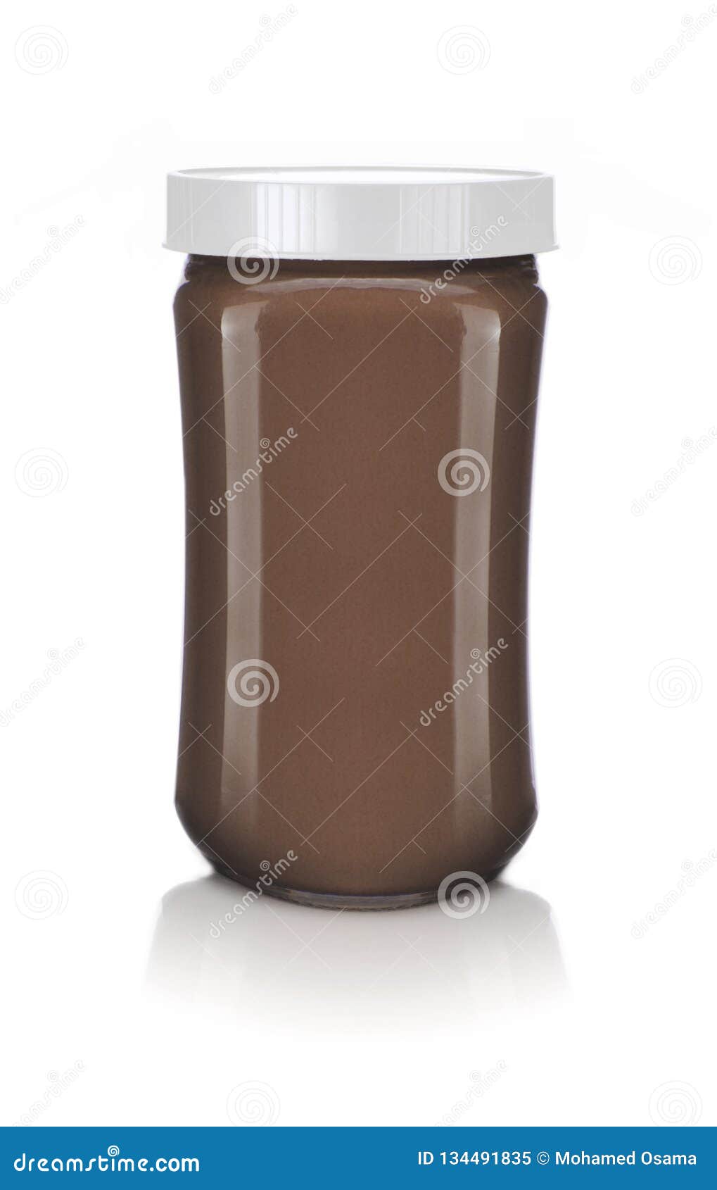 A Glass Jar of Chocolate Over White Backgrund Stock Image Image of