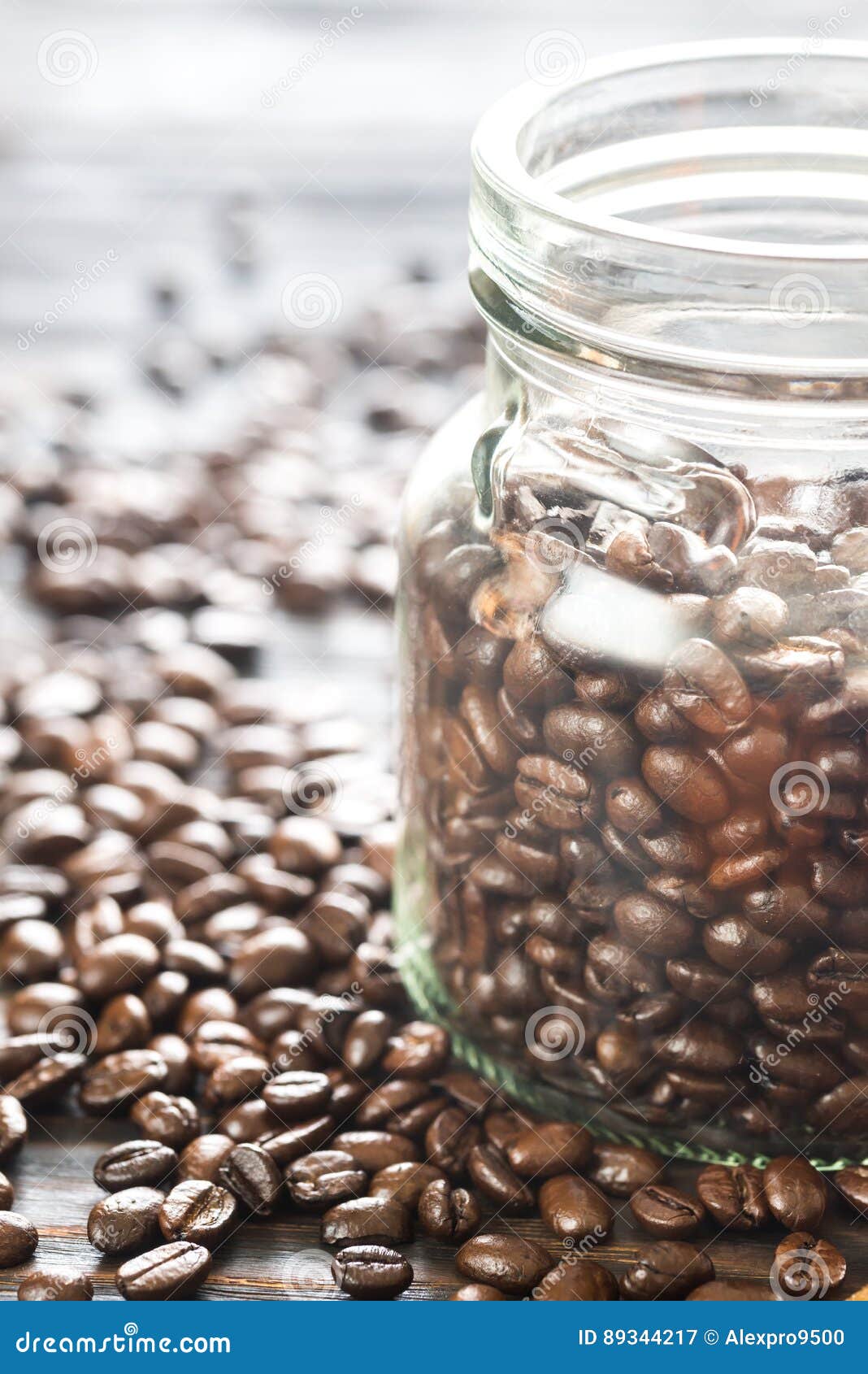 Glass jar of coffee beans stock image. Image of caffeine 89344217