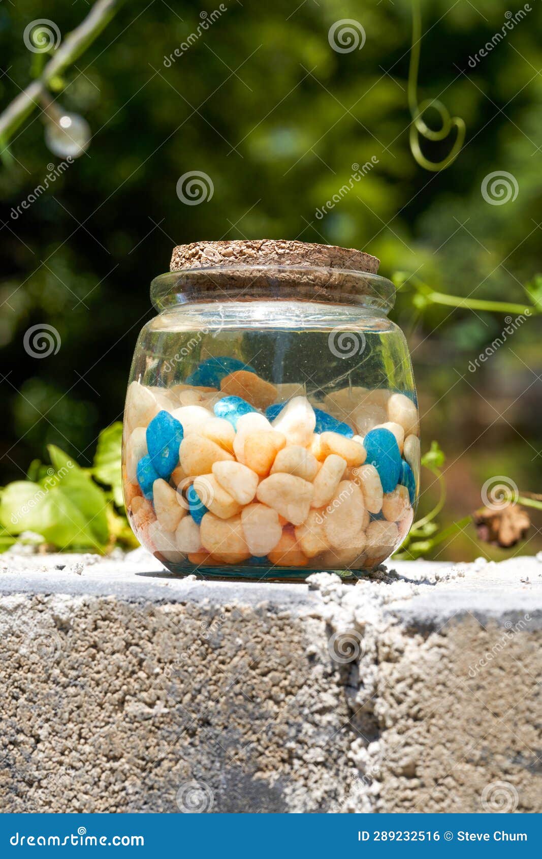 A Glass Jar with Colored Stones Stock Photo Image of yellow, flower