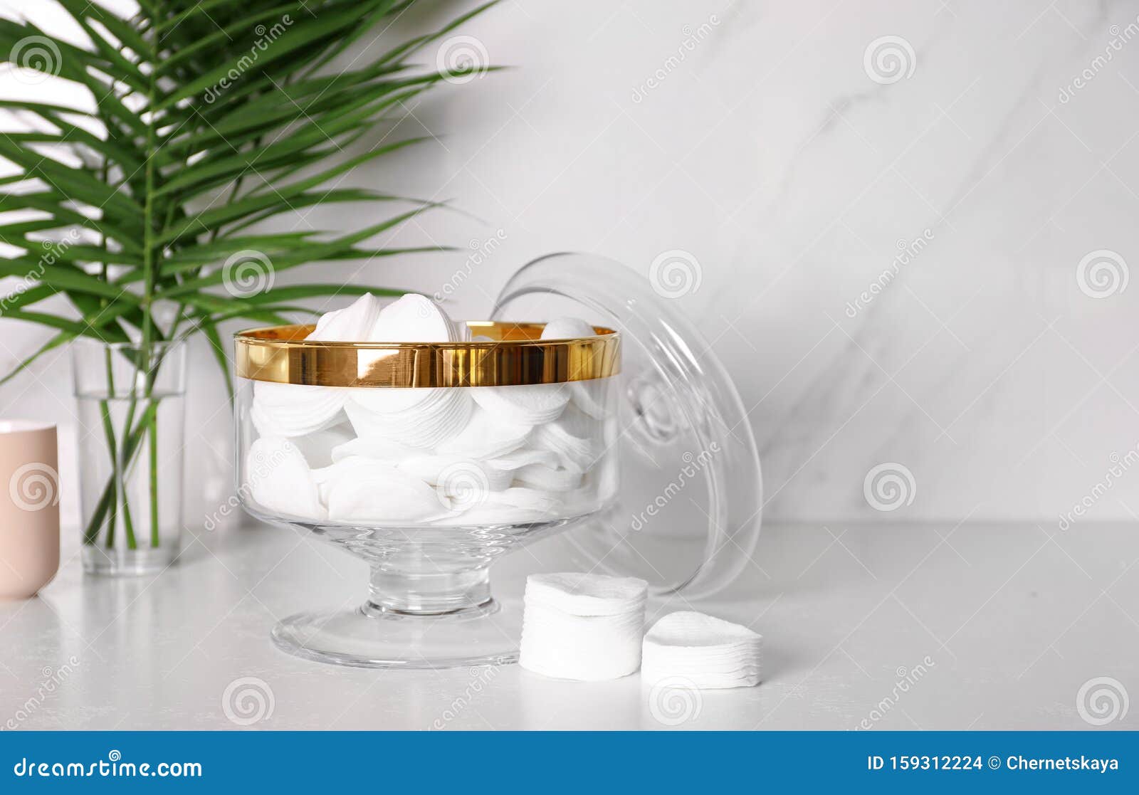 Glass Jar with Cotton Pads in Bathroom Stock Photo Image of health