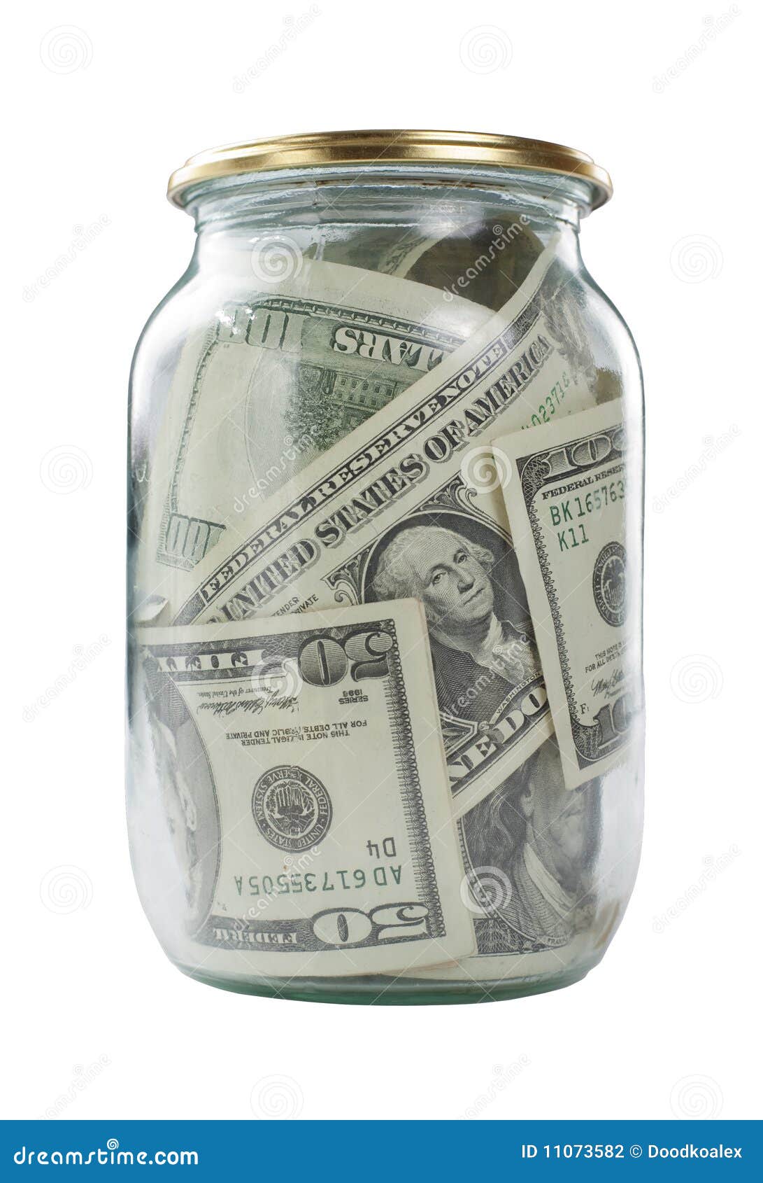 Glass Jar With Dollar Banknotes Stock Photo Image of isolated, paper