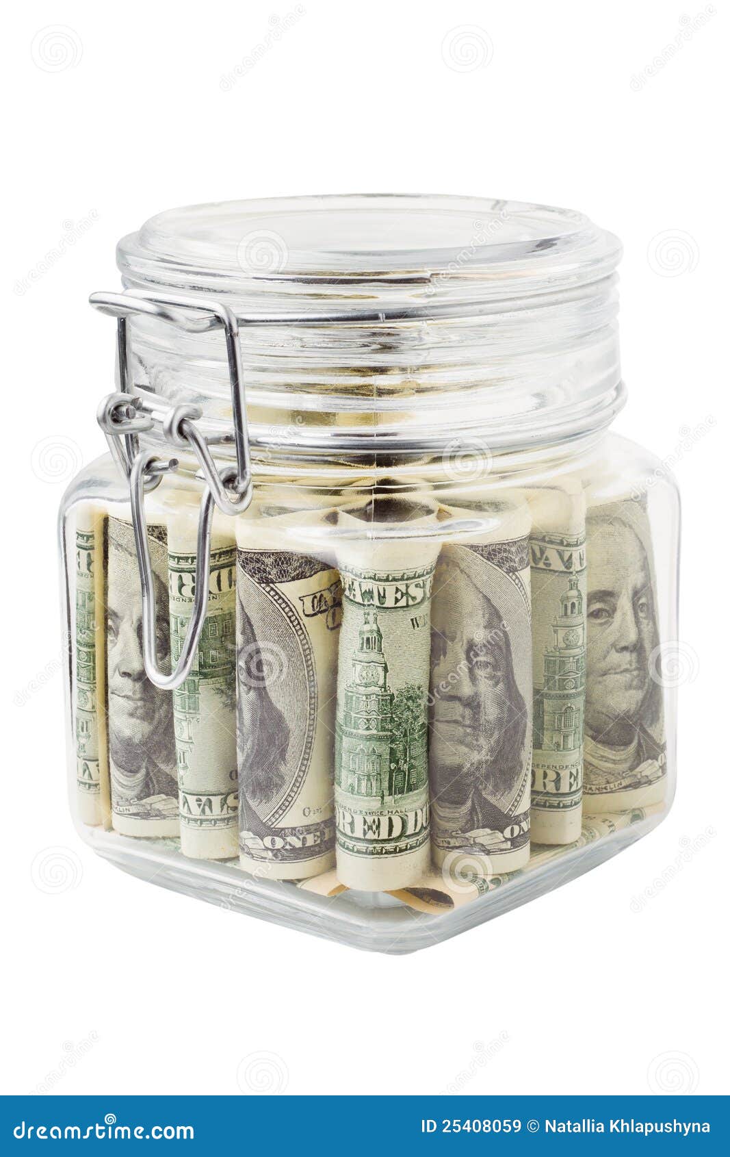 Glass jar with dollars stock image. Image of isolated 25408059