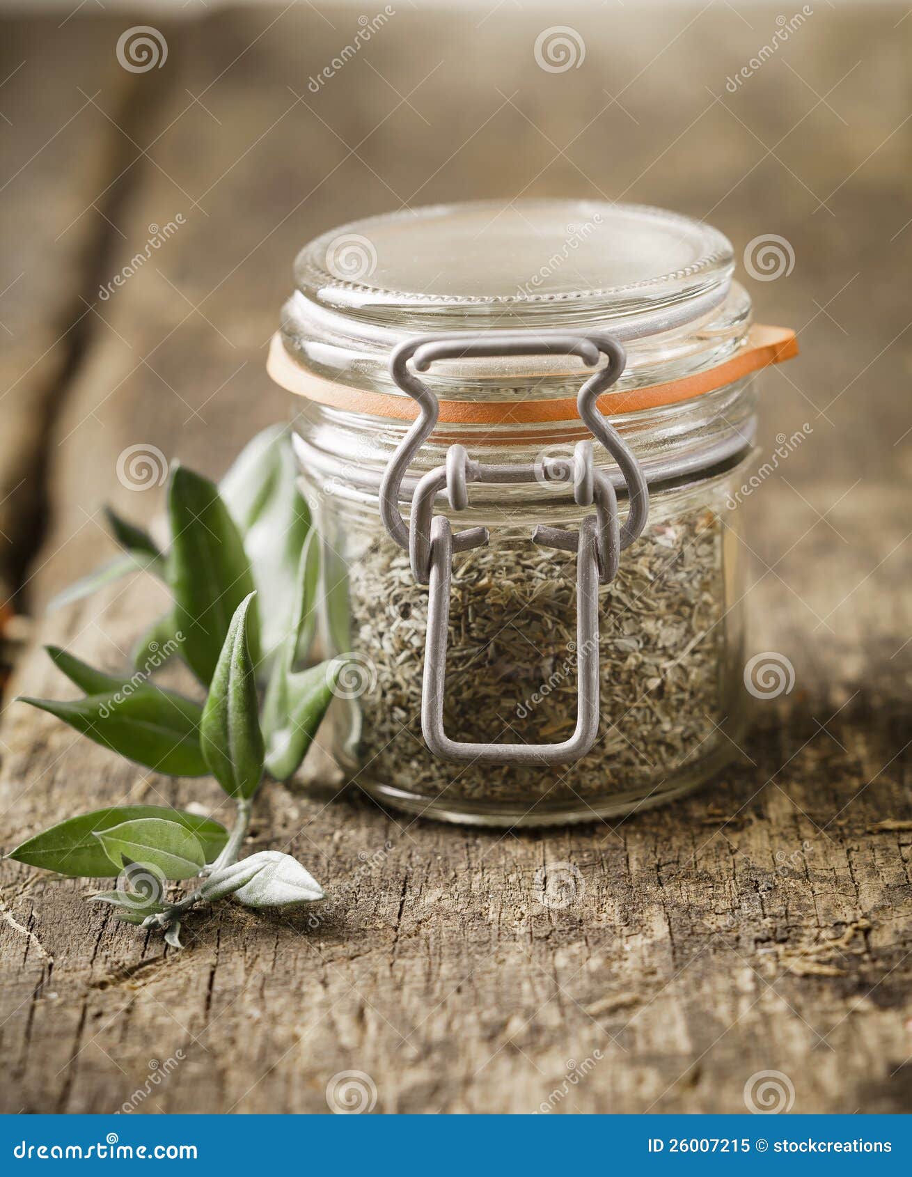 Glass jar with dried herbs stock image. Image of culinary 26007215