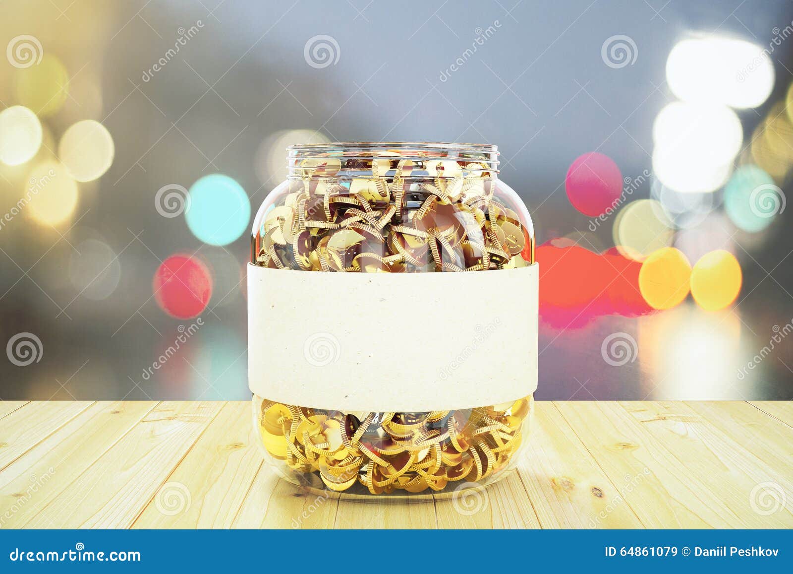 Glass jar with gold coins stock image. Image of abstract 64861079