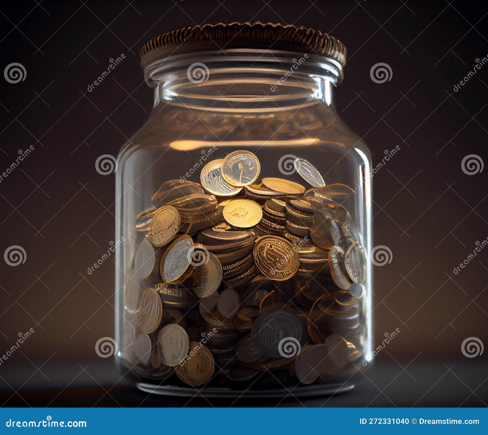Glass Jar with Gold Coins. Save Money Stock Photo Image of white