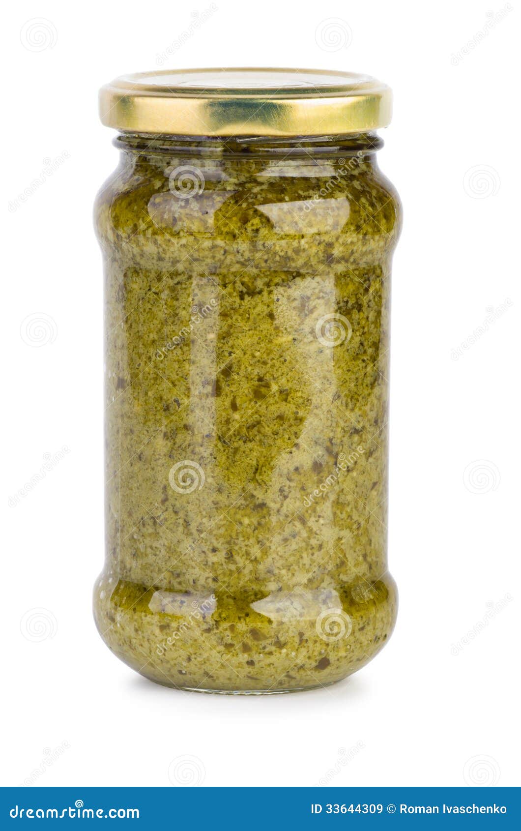 Glass jar with pesto sauce stock image. Image of green 33644309