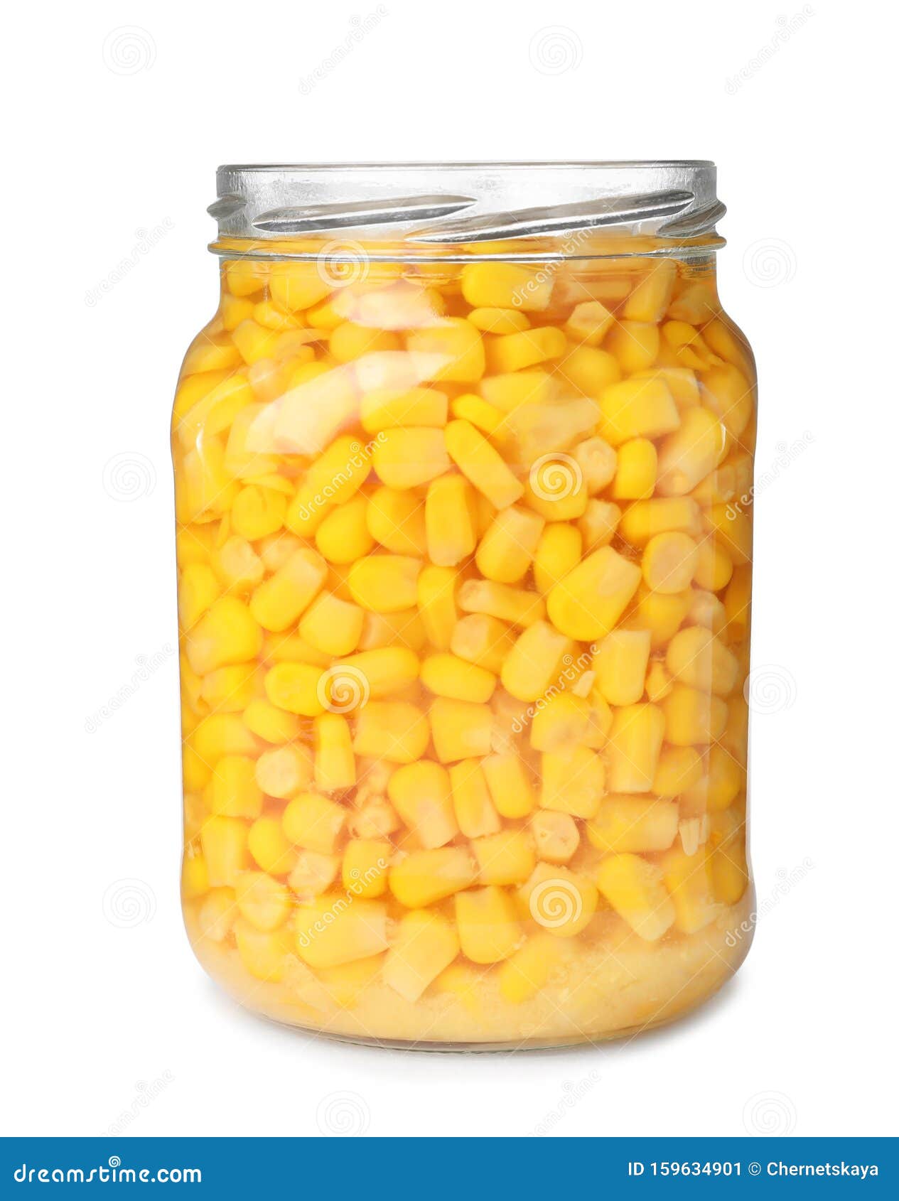 Glass Jar with Pickled Corn on White Stock Image Image of eating