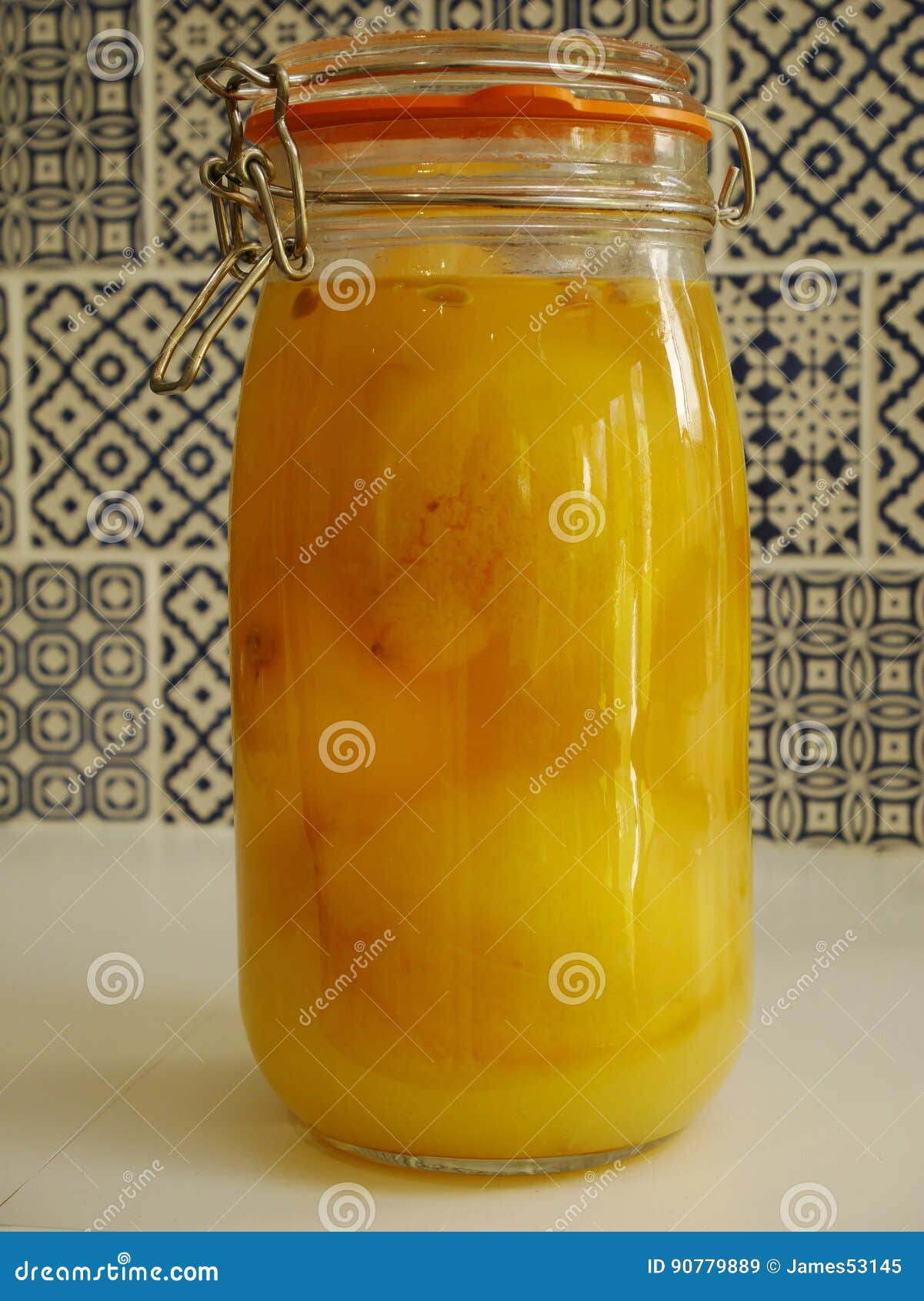 Glass Jar of Pickled Lemons Stock Image Image of storage, food 90779889
