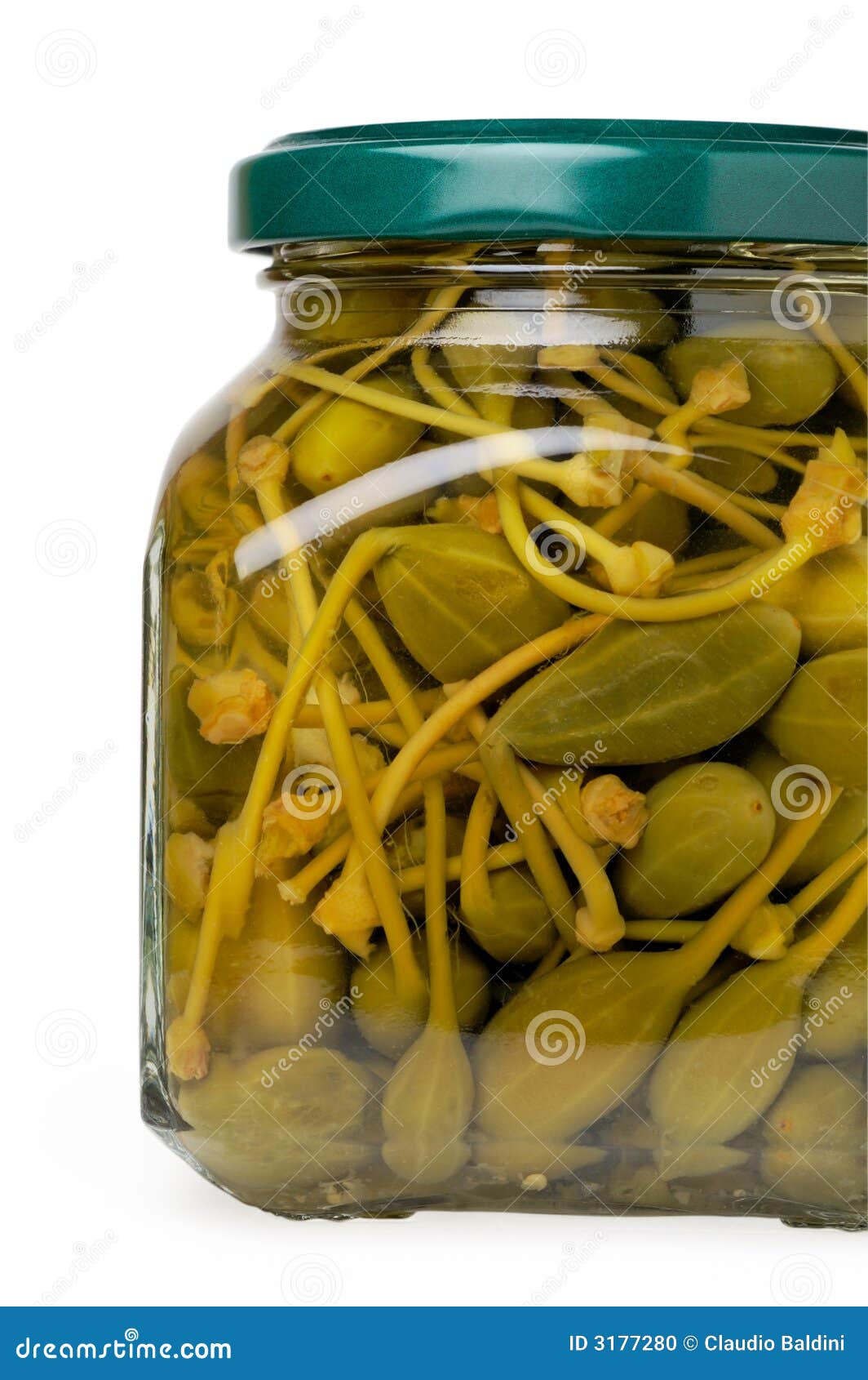 Glass Jar of Preserved Capers Stock Photo Image of square, caper 3177280