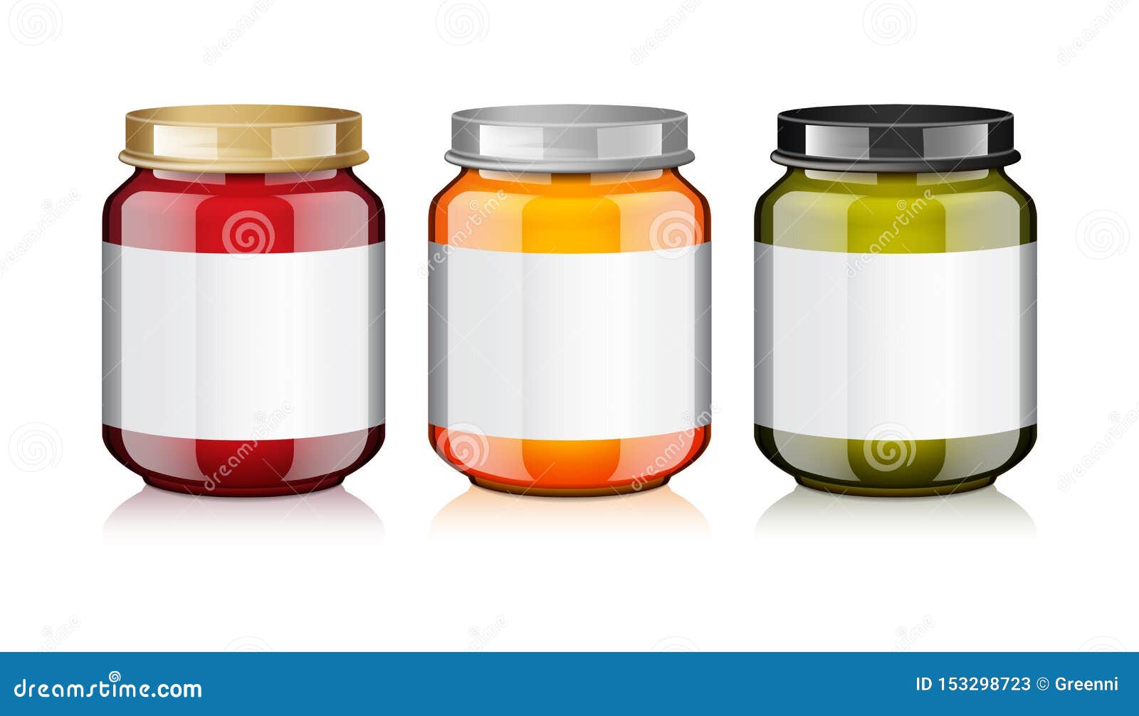 Download Glass Jar Set With White Label For Honey Jam Jelly Or Baby Food Puree Mock Up Template Stock Vector Illustration Of Branding Meat 153298723