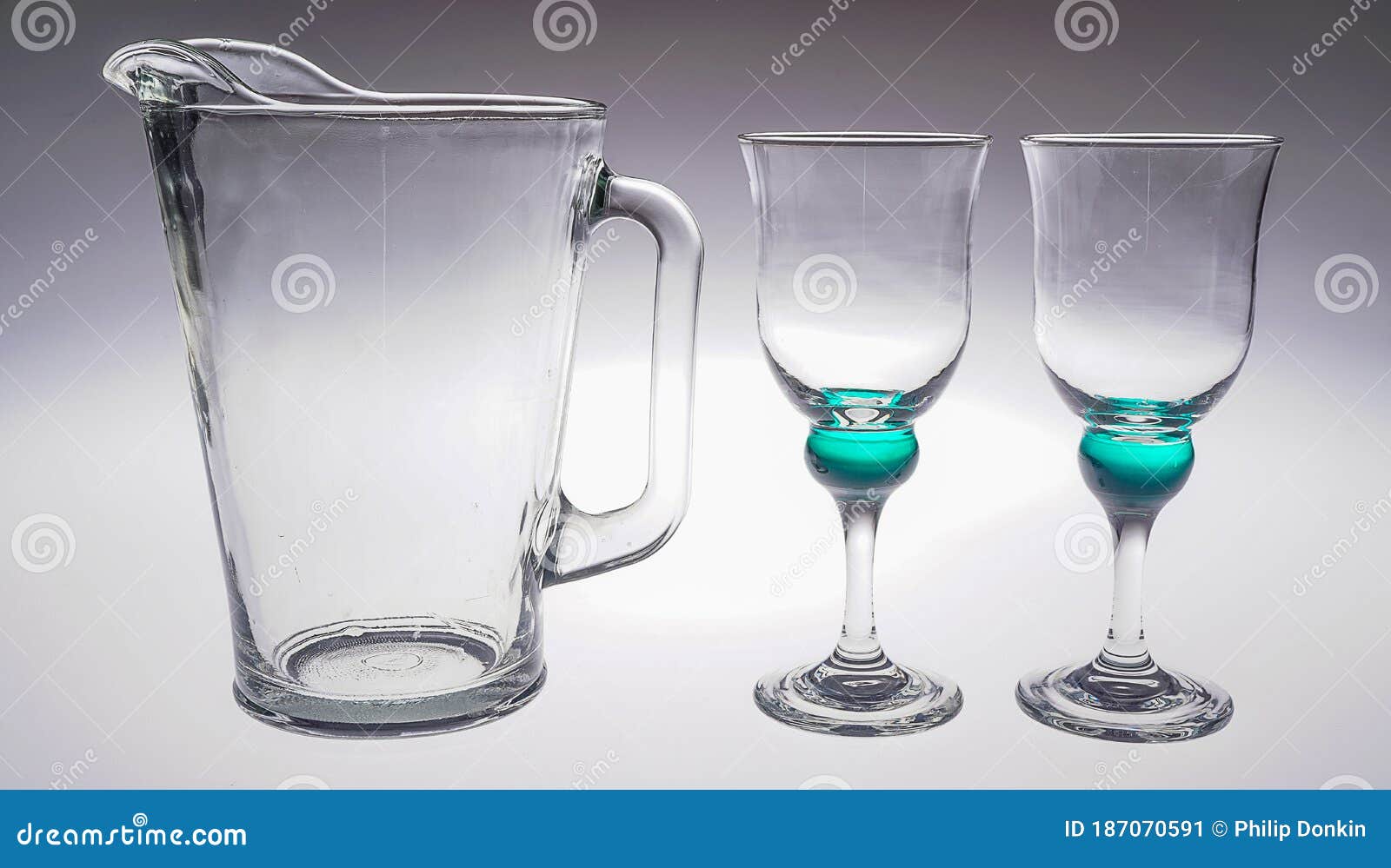 Glass Jug and Glasses on Graduated Background Stock Image Image of
