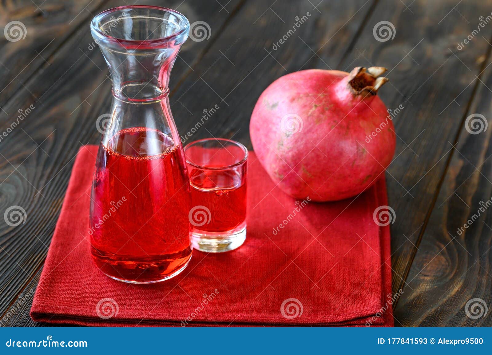 glass jug of grenadine syrup