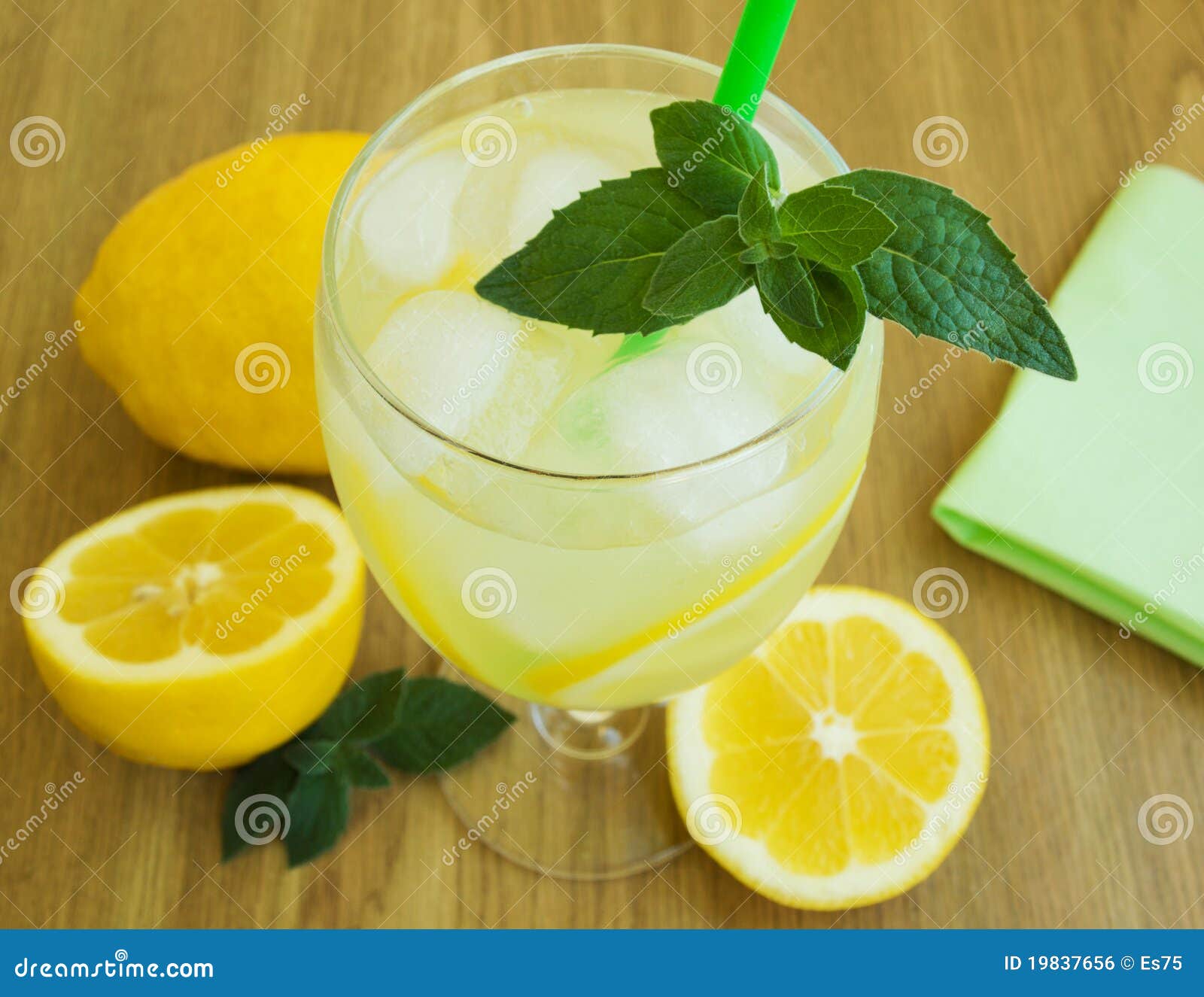 Glass with lemonade stock photo. Image of lemonade, green 19837656