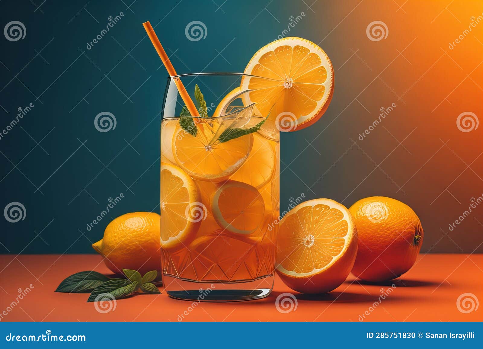 Glass of Lemonade with Fresh Lemons. Ai Generative Stock Photo Image