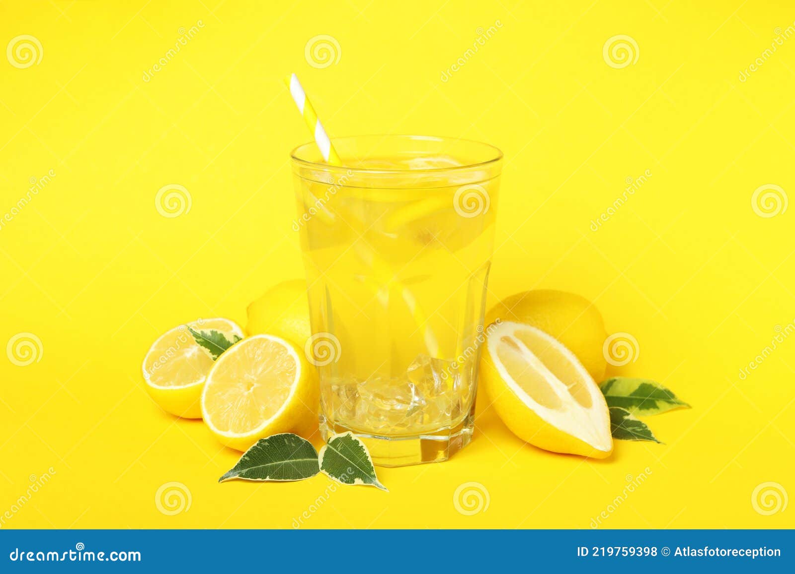 Glass of Lemonade and Lemons on Yellow Background Stock Photo Image of traditional, lemons