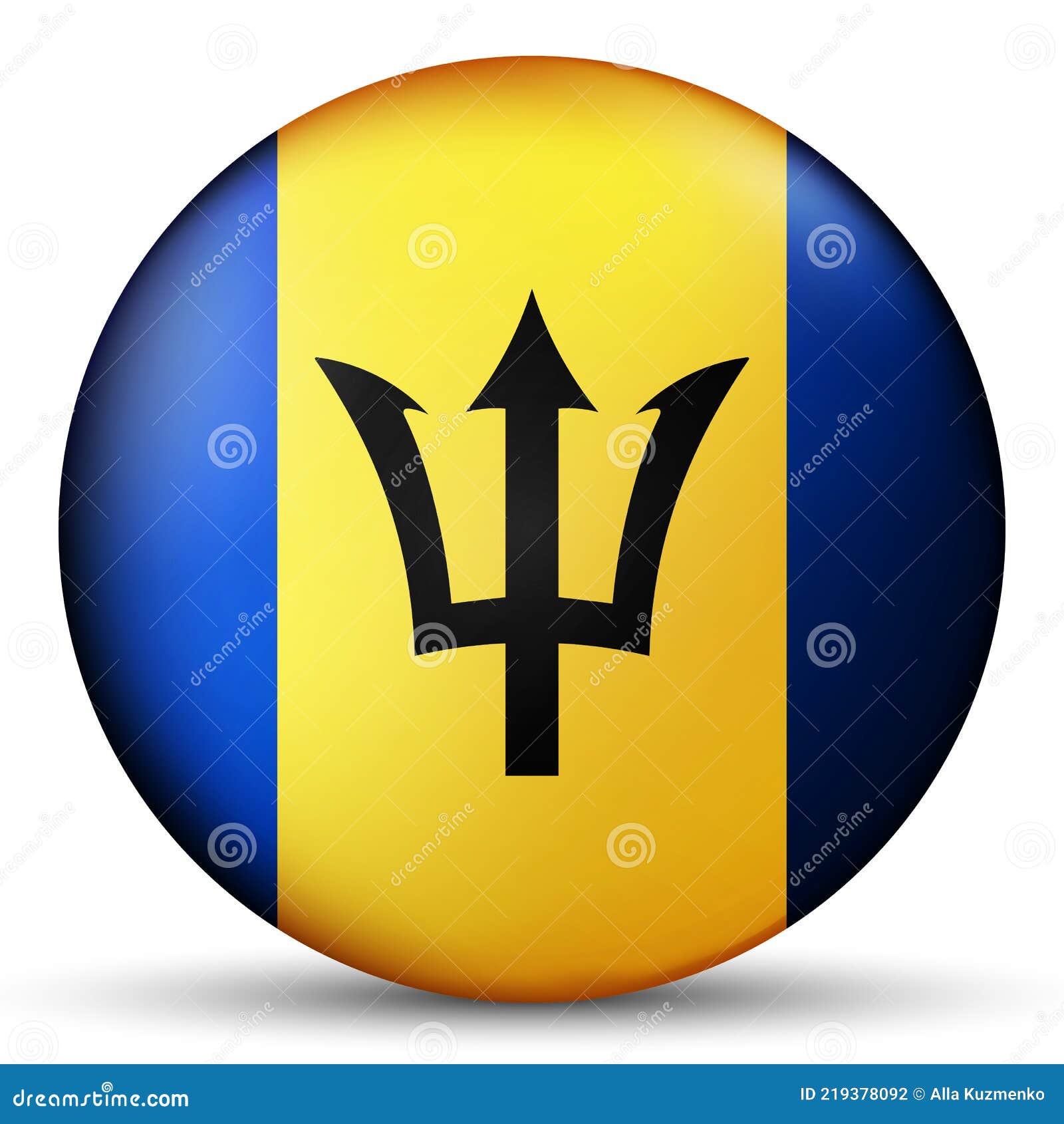 Glass Light Ball with Flag of Barbados. Round Sphere, Template Icon ...