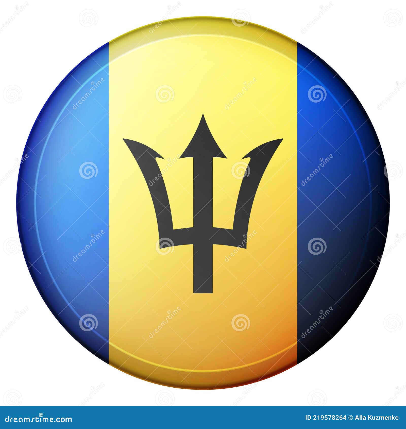 Glass Light Ball with Flag of Barbados. Round Sphere, Template Icon ...