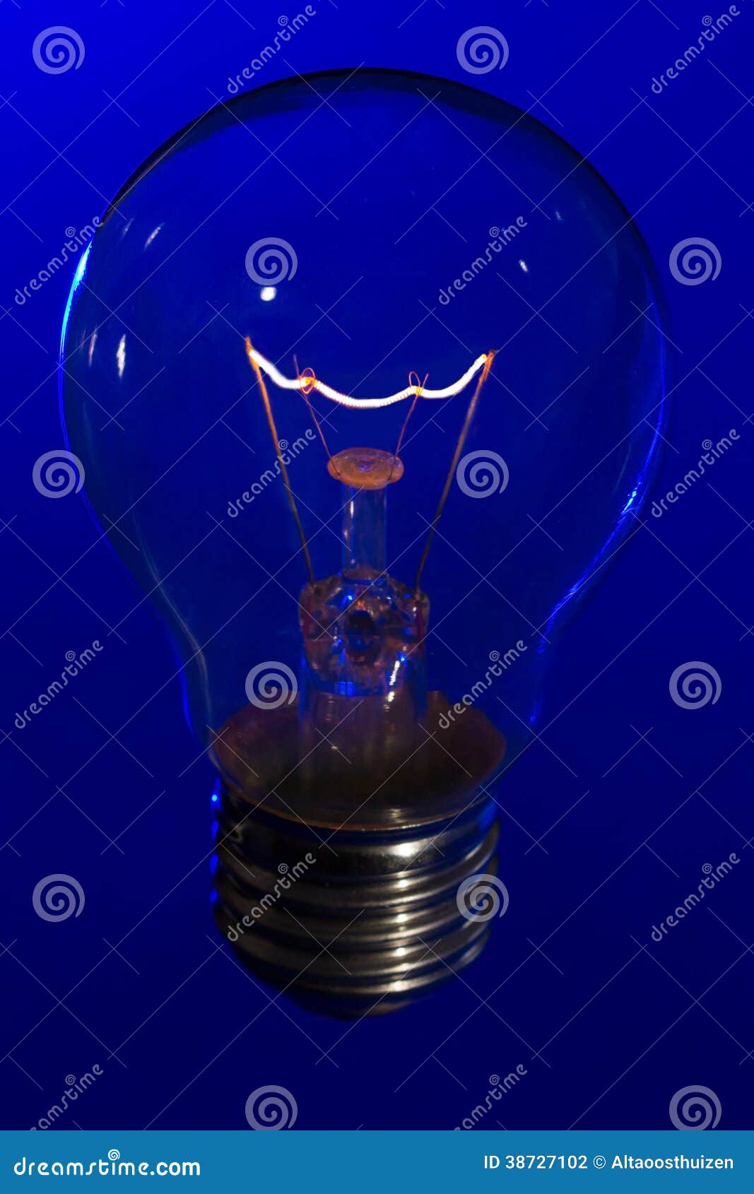 Glass Light Bulb with Burning Filament Upright Stock Photo Image of