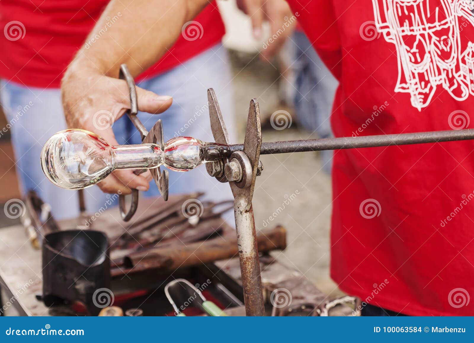 Glass Blower Making New Piece of Glass Stock Photo Image of craft
