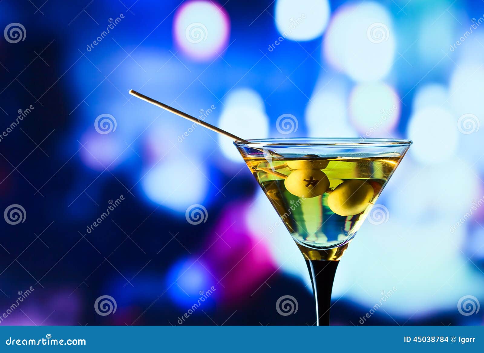 Glass with Martini and Green Olives Stock Photo Image of club, green