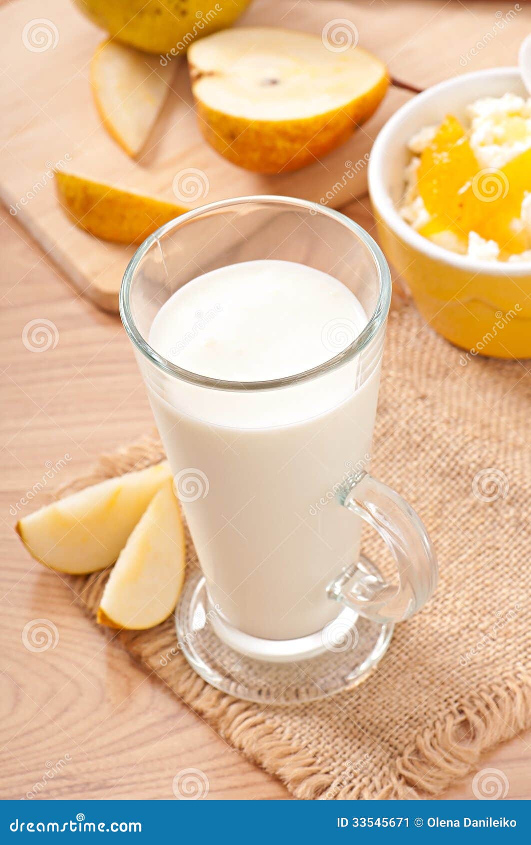 Glass of Milk and Cottage Cheese in Bowl Stock Image Image of cream