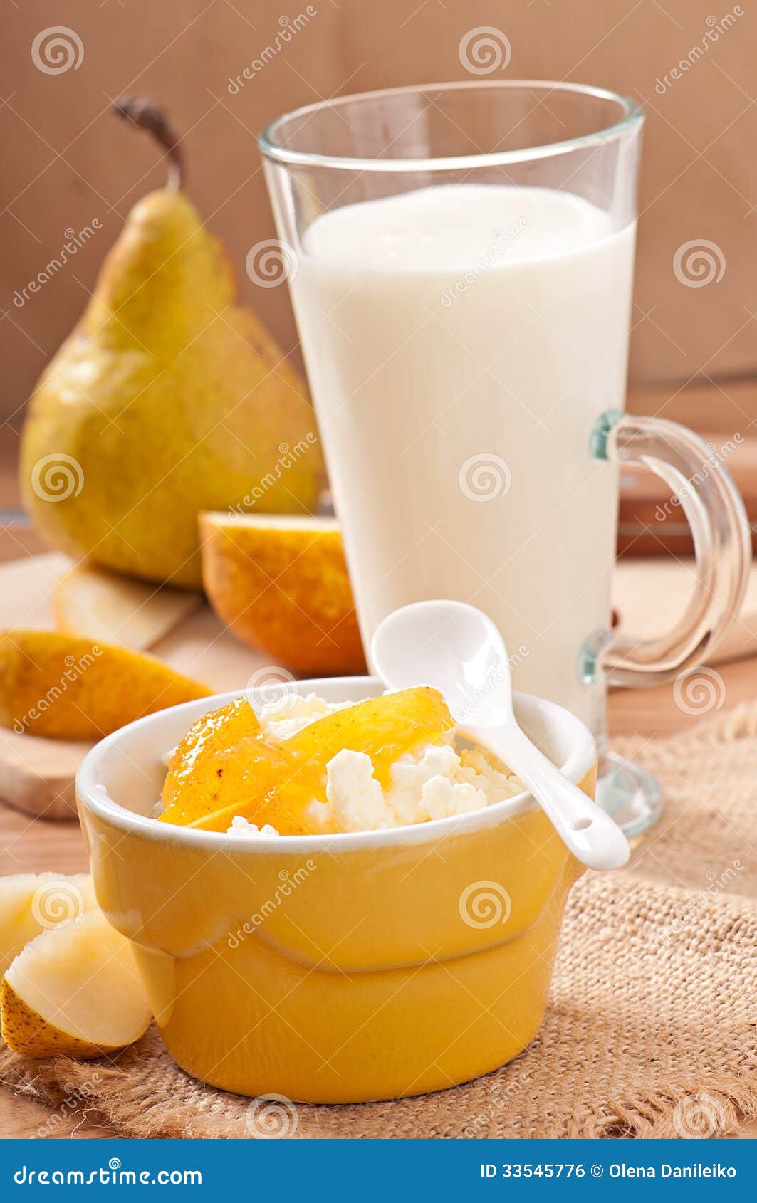 Glass of Milk and Cottage Cheese in Bowl Stock Photo Image of dairy