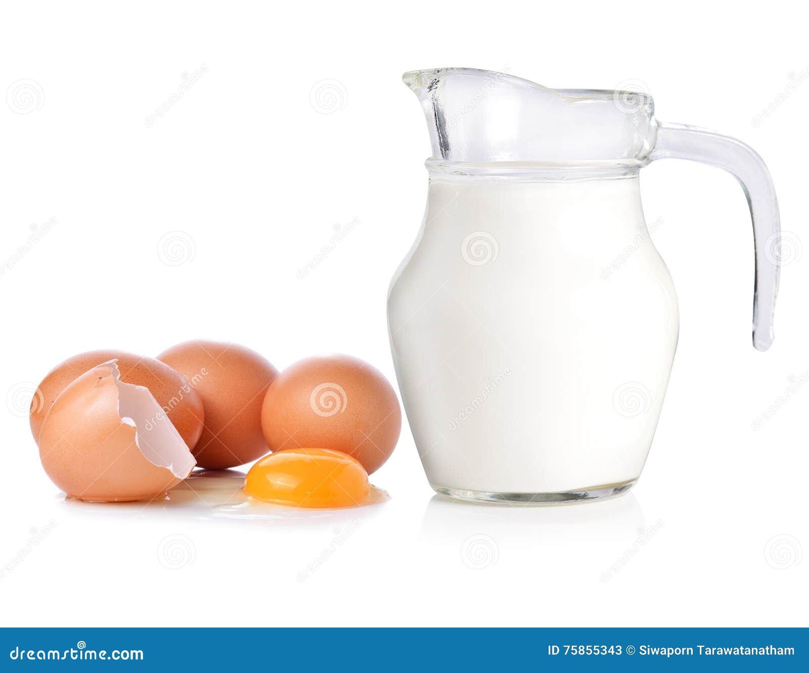 Glass Of Milk And Eggs Isolate On White Background. Stock Image Image