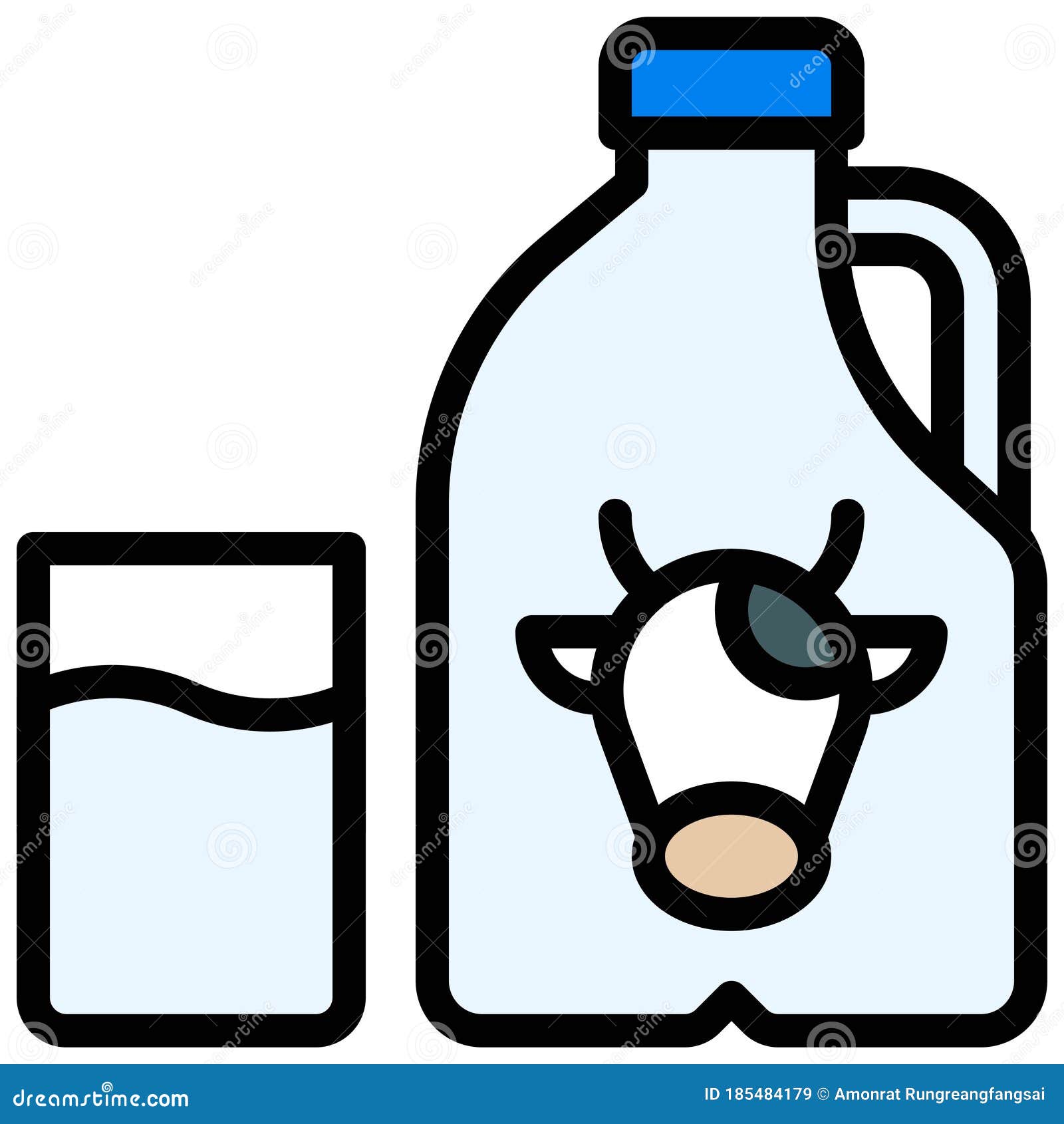 Glass of Milk and Milk Gallon Icon Stock Vector Illustration of