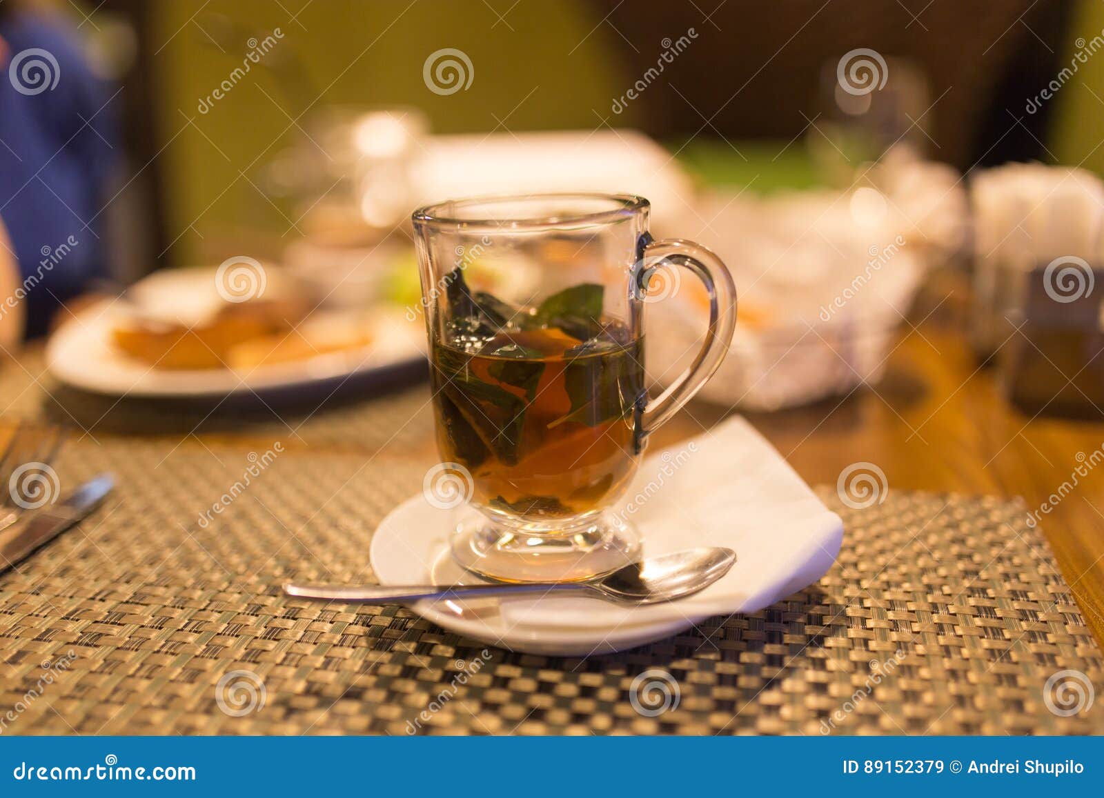 A Glass of Mint Tea in a Restaurant Stock Image Image of leave, glass 89152379