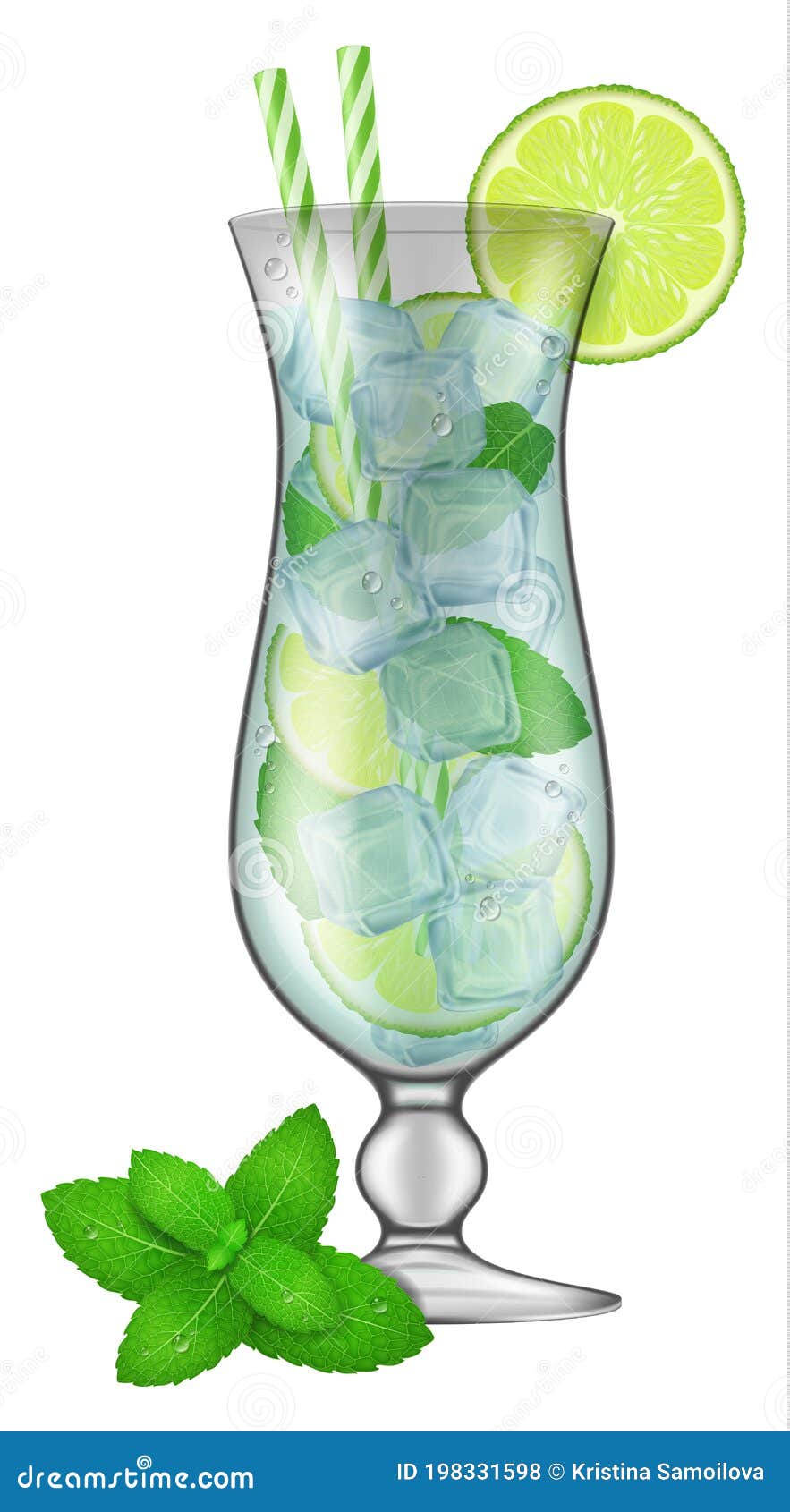 Realistic cocktail mojito glass Royalty Free Vector Image