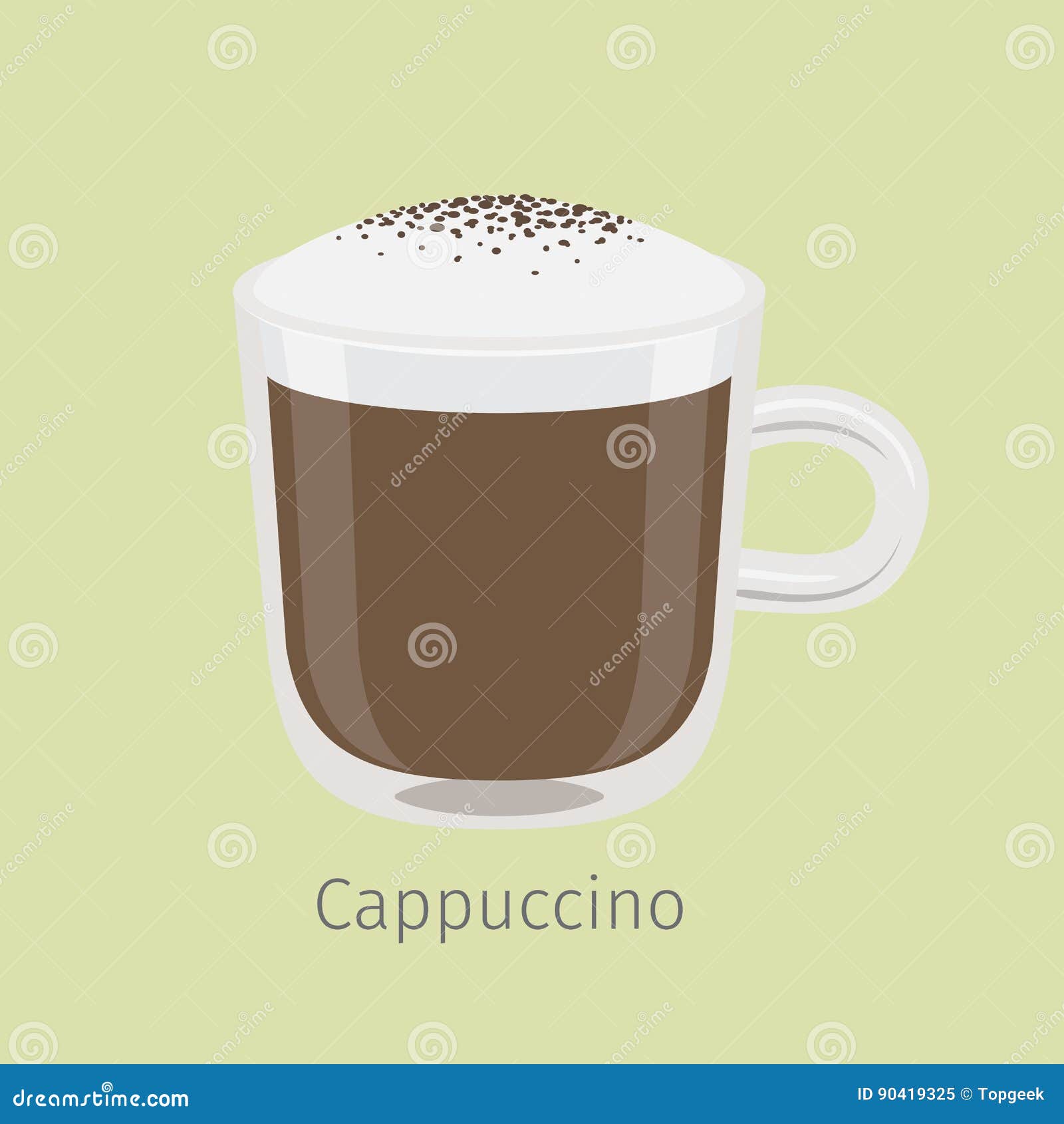 glass mug of cappuccino with creamy foam 