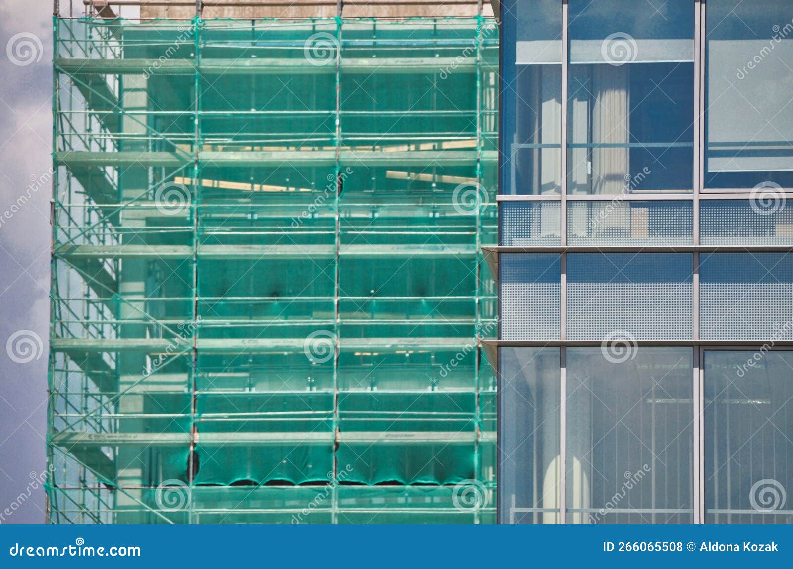 Glass Office Building Blue Architecture Office District Green Mesh