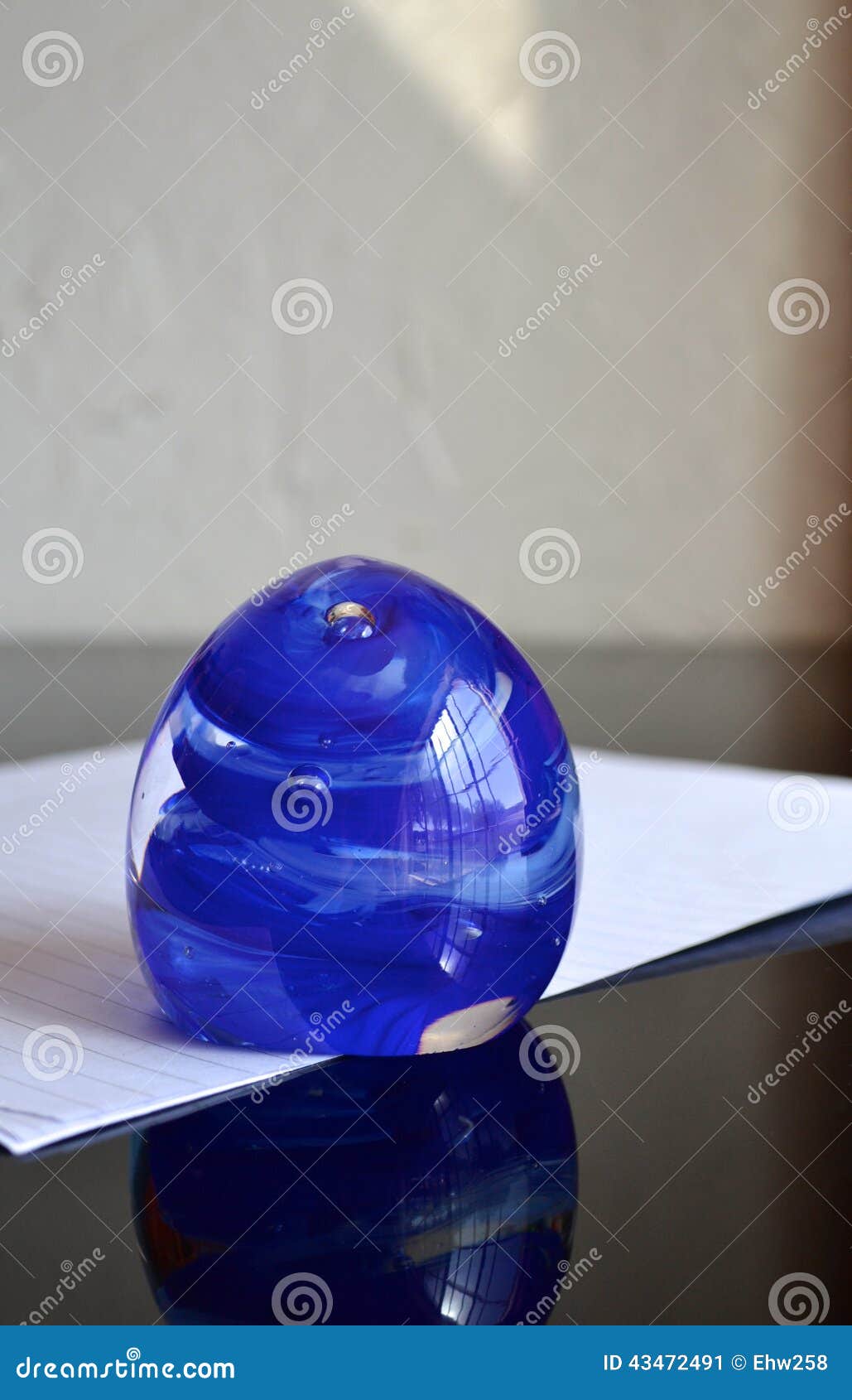 glass paperweight blue