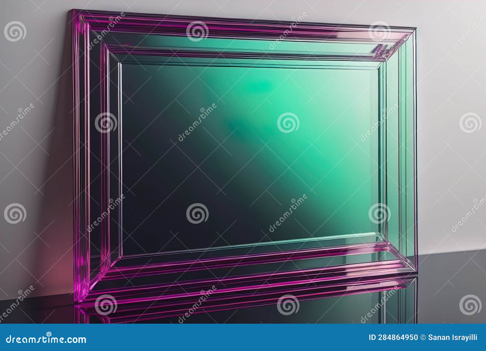 Glass Picture Frame on a Solid Color Background. Ai Generative Stock