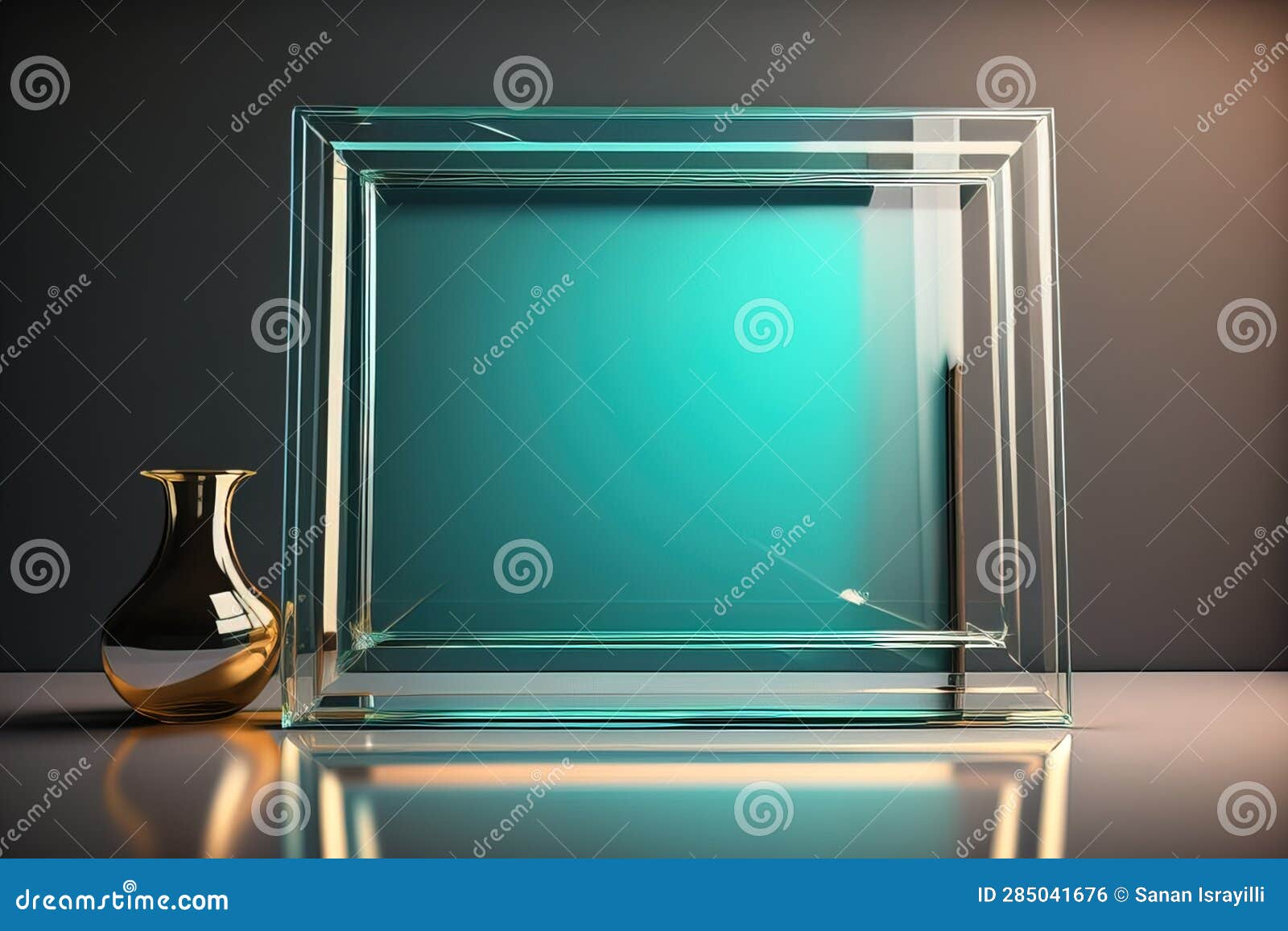 Glass Picture Frame on a Solid Color Background. Ai Generative Stock
