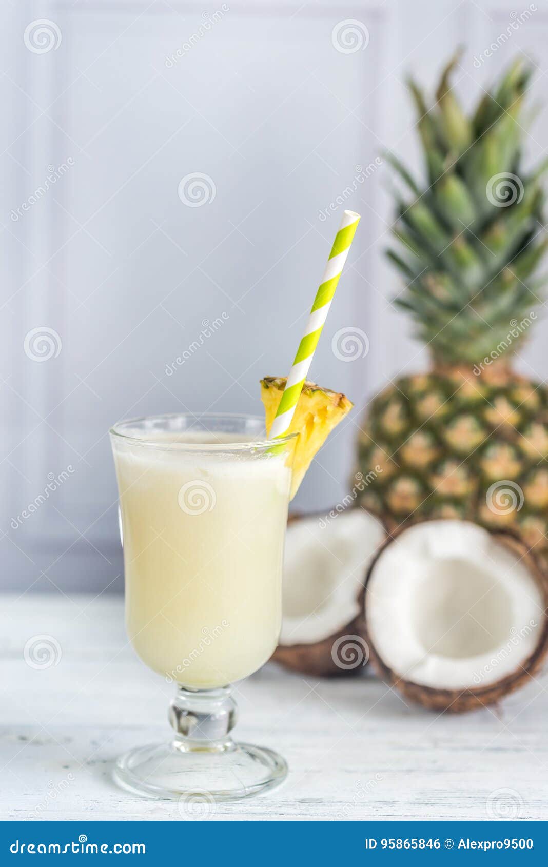 Glass of pina colada stock photo. Image of garnish, glass 95865846