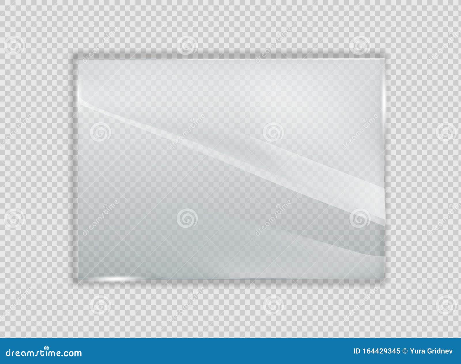 Transparent glass panel. Clear plastic sheet with glossy effect