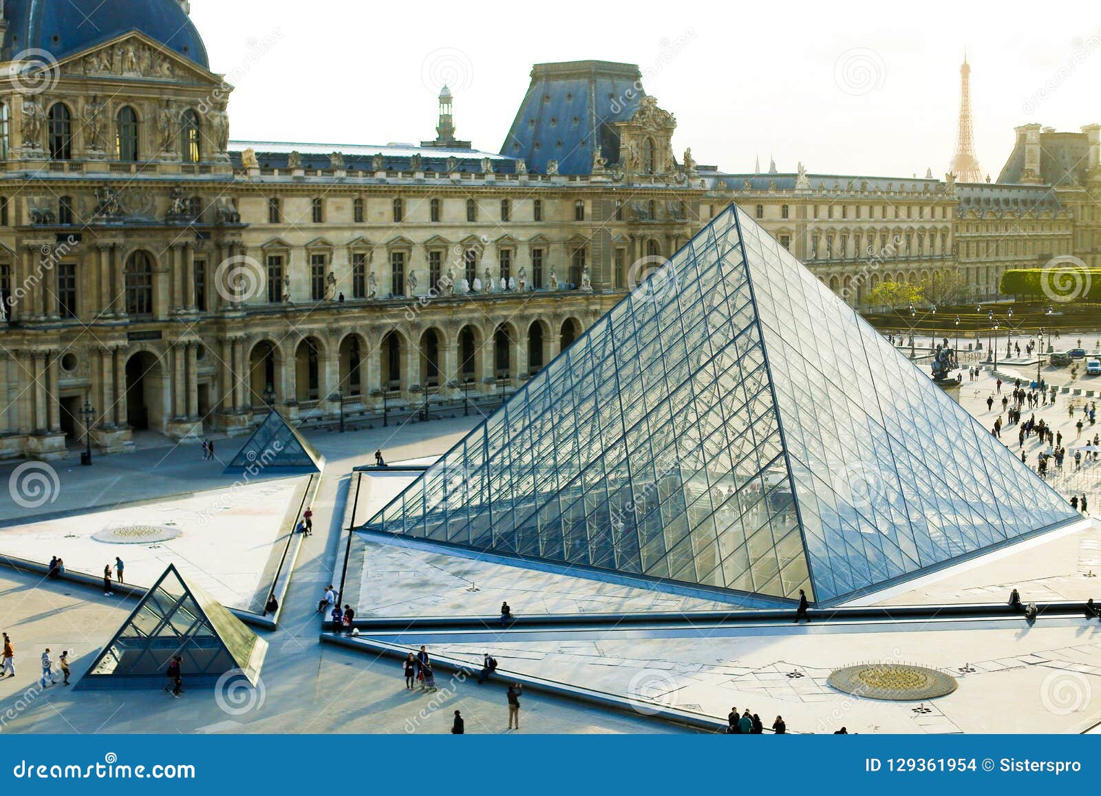 Glass Pyramid and People Walking in Louvre, Paris, France. Editorial Stock  Image - Image of ancient, exterior: 129361954