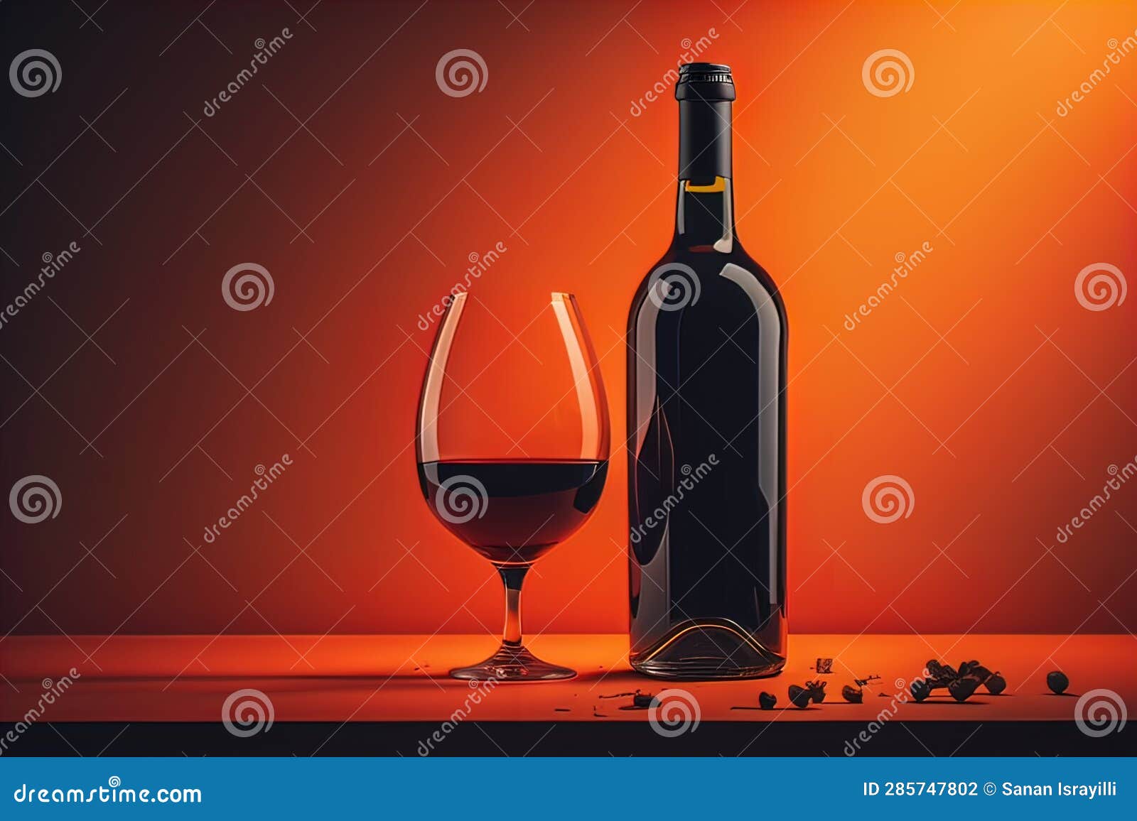 Glass of Red Wine on Black Background. Ai Generative Stock Photo